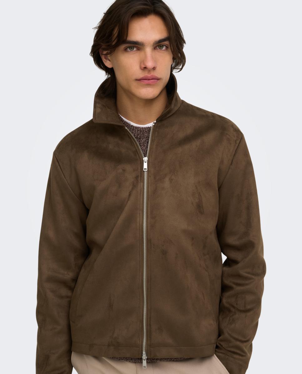 Chaqueta de antelina de hombre - Only & Sons - Marrón claro Marrón claro-4