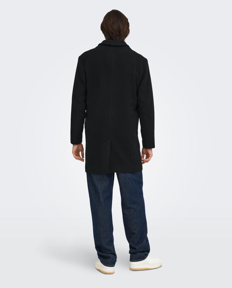 Abrigo de hombre de paño con corte clasico regular fit. - Only & Sons - Negro Negro-2