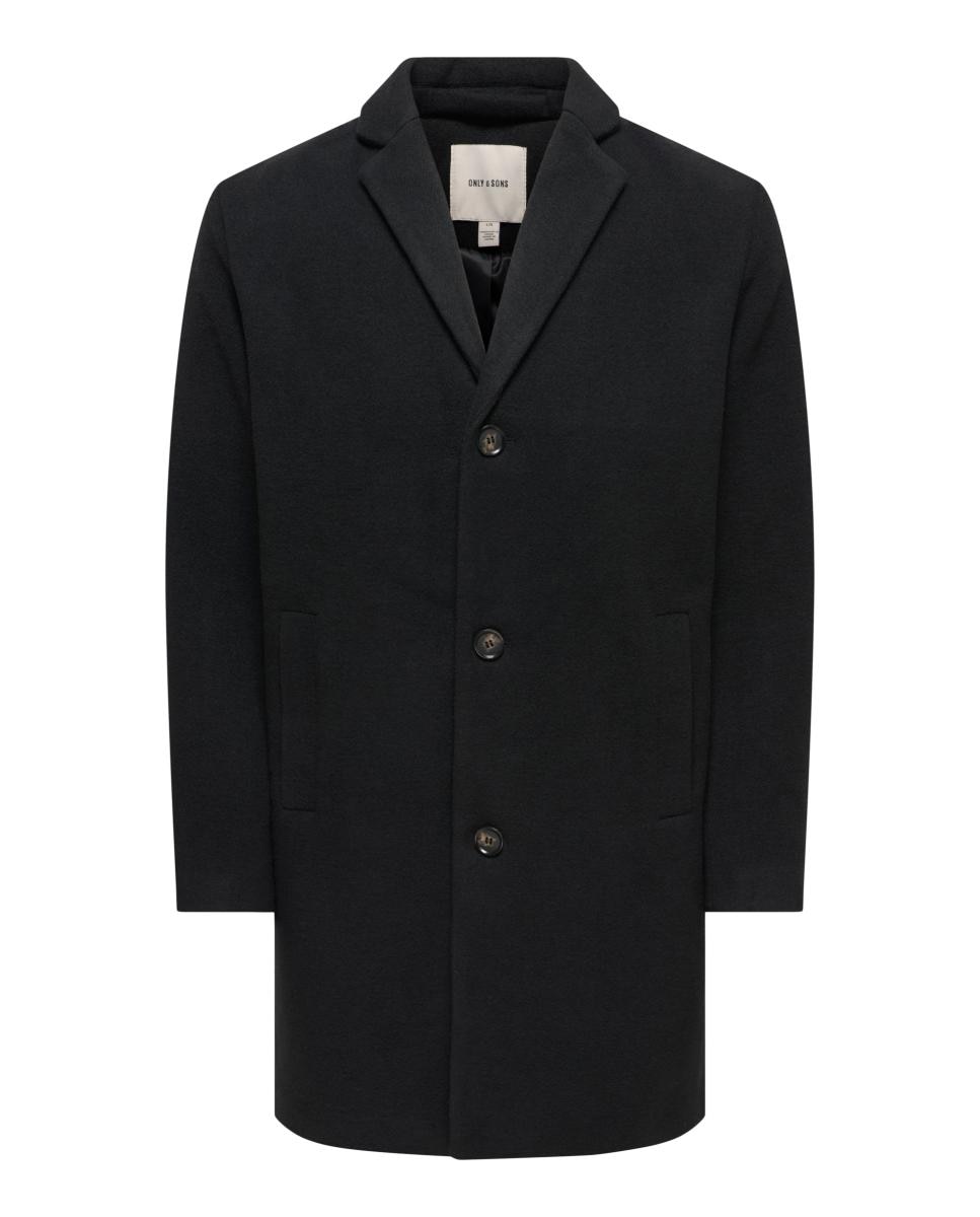 Abrigo de hombre de paño con corte clasico regular fit. - Only & Sons - Negro Negro-4