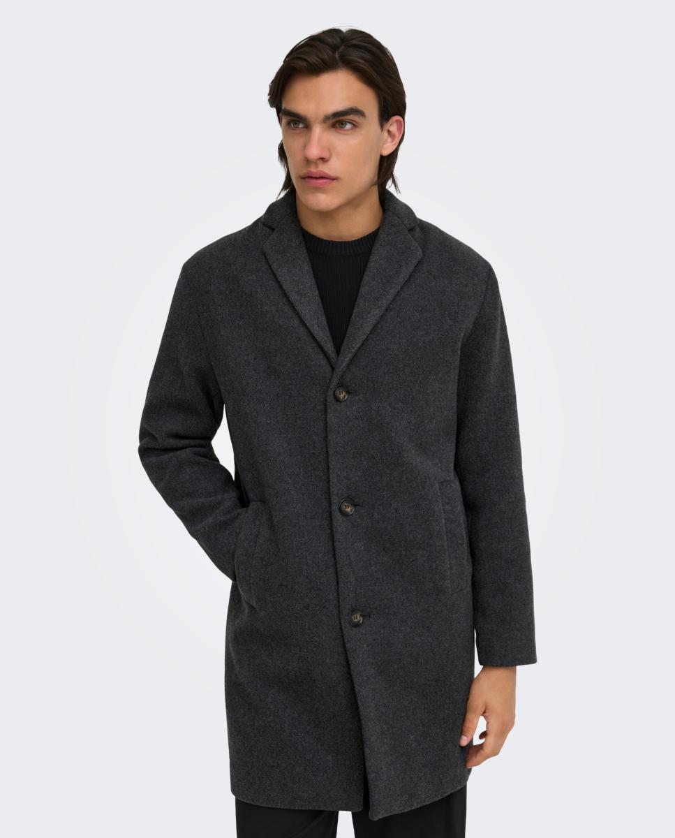 Imagen 0 de Abrigo de hombre de paño con corte clasico regular fit. Gris oscuro
