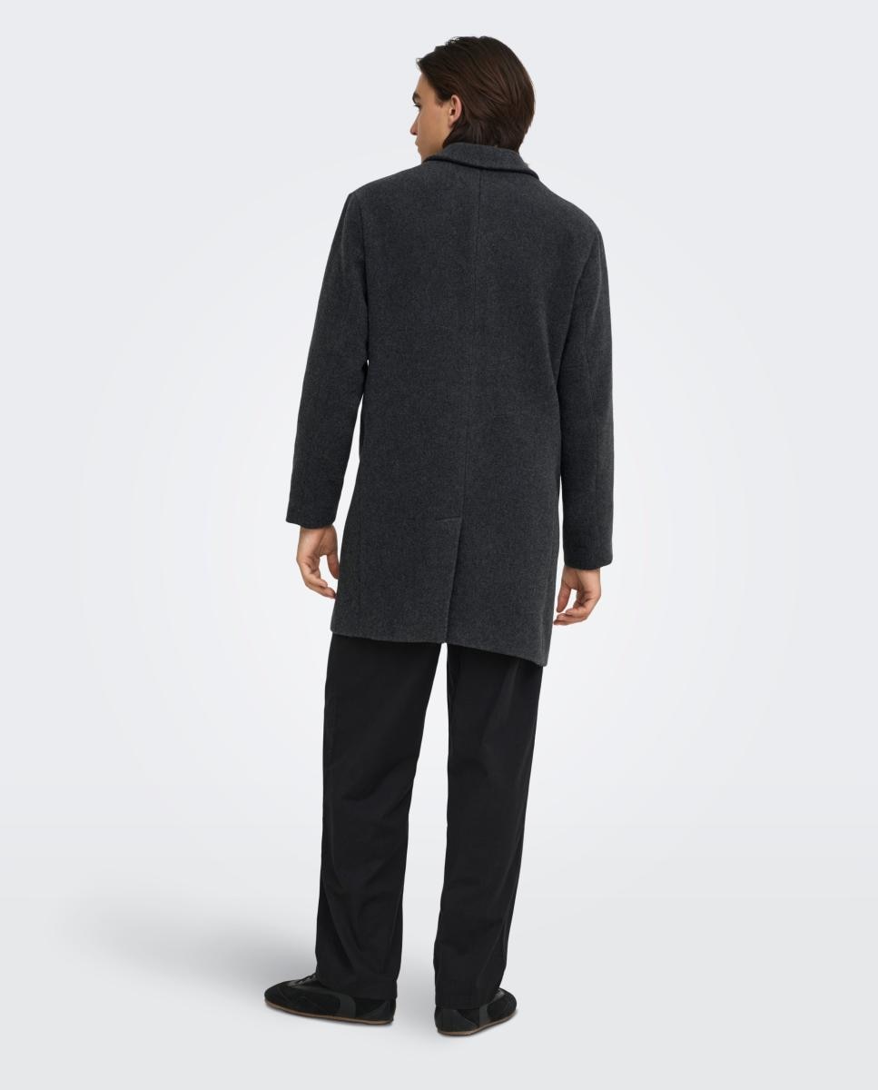 Abrigo de hombre de paño con corte clasico regular fit. - Only & Sons - Gris oscuro Gris oscuro-2