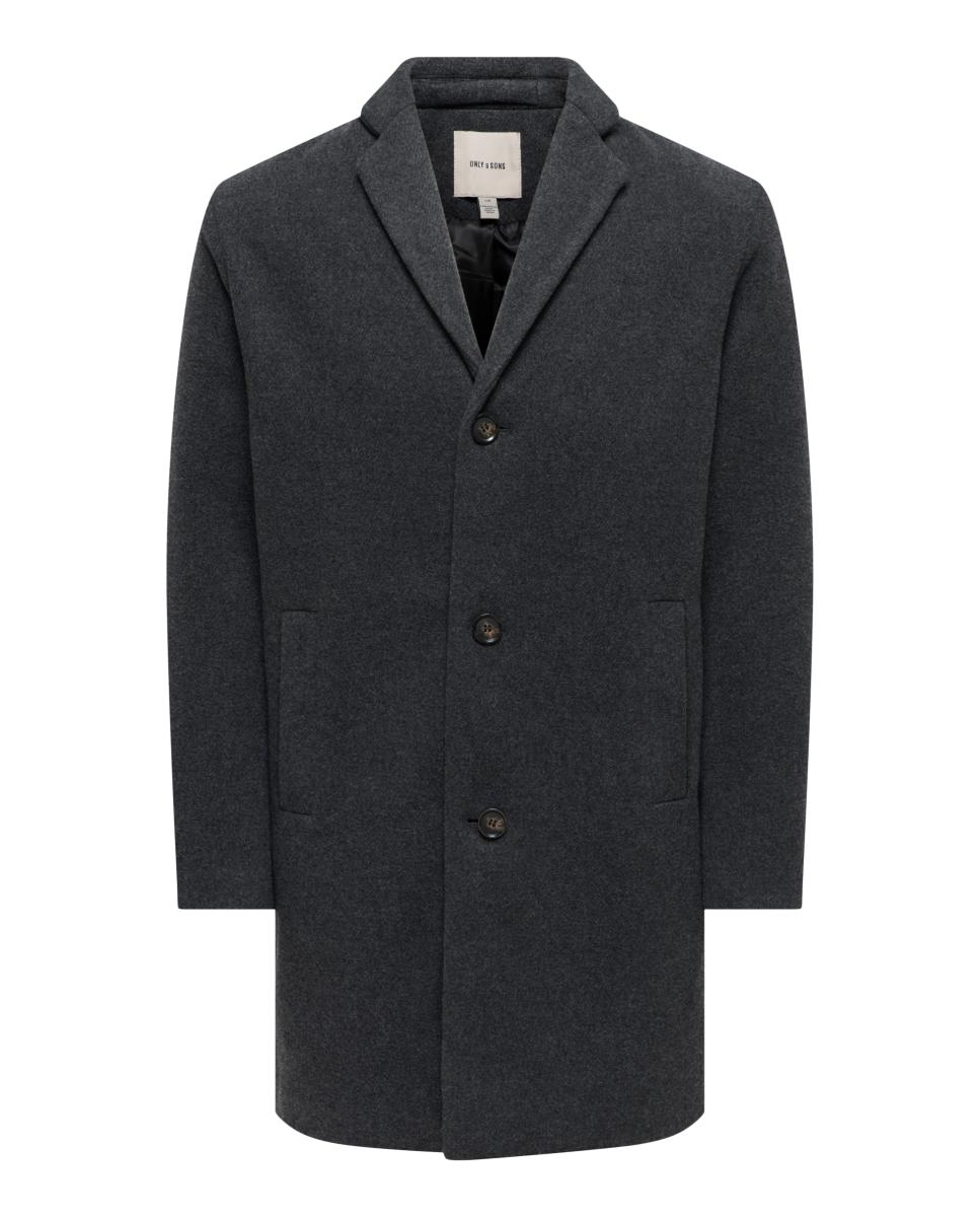 Abrigo de hombre de paño con corte clasico regular fit. - Only & Sons - Gris oscuro Gris oscuro-5