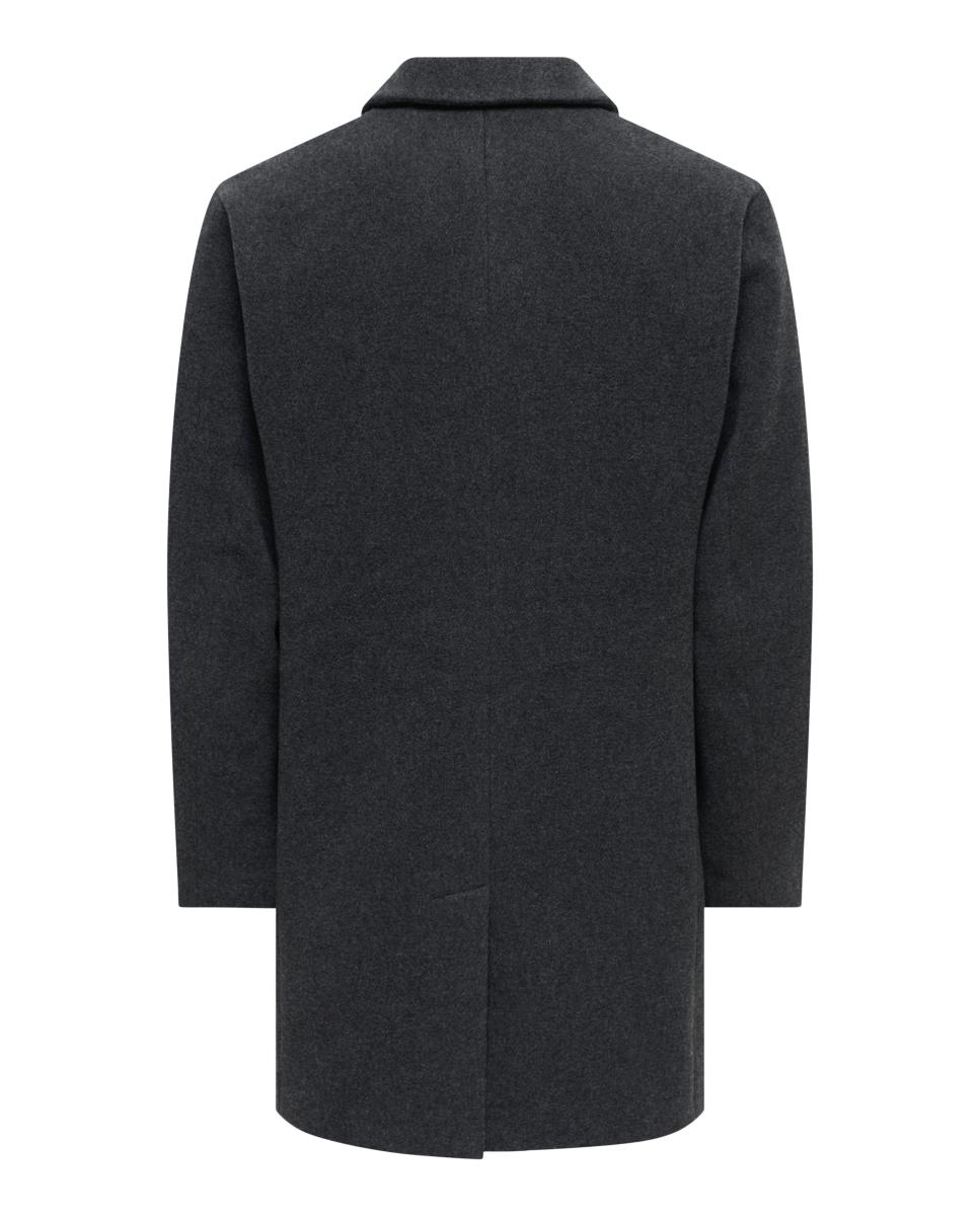 Abrigo de hombre de paño con corte clasico regular fit. - Only & Sons - Gris oscuro Gris oscuro-6