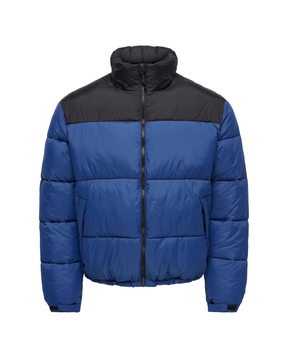 Imagen 3 de Abrigo acolchado de hombre con cuello alto. - Only & Sons - Azul Azul