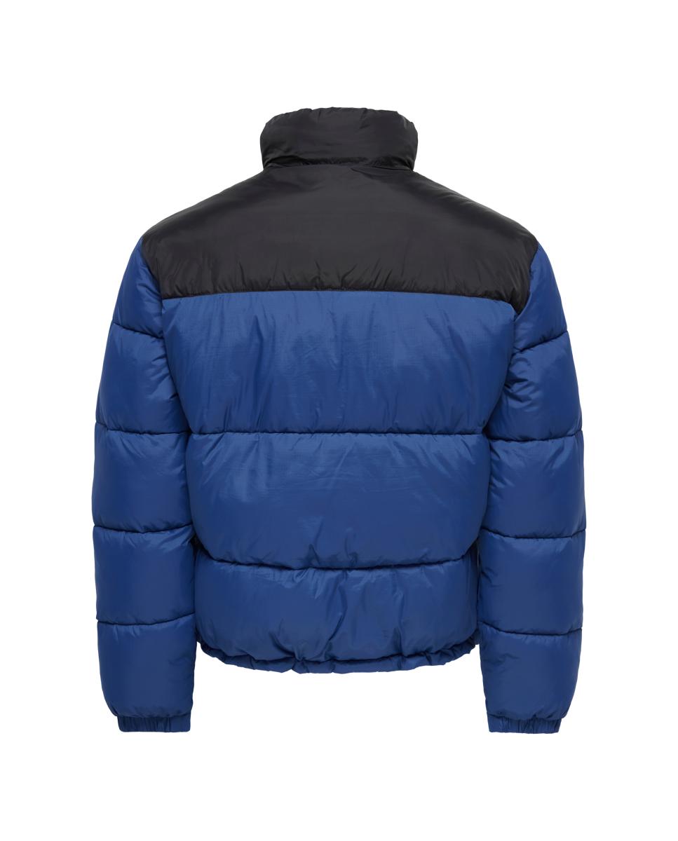 Imagen 4 de Abrigo acolchado de hombre con cuello alto. - Only & Sons - Azul Azul