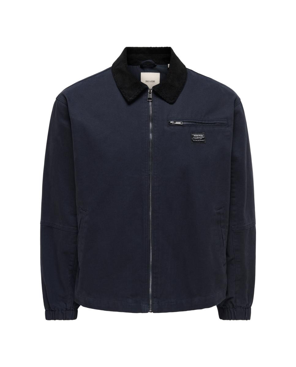 Cazadora de hombre con cuello de pana regular fit. Compuesta 100% de algodón. - Only & Sons - Azul marino Azul marino-5