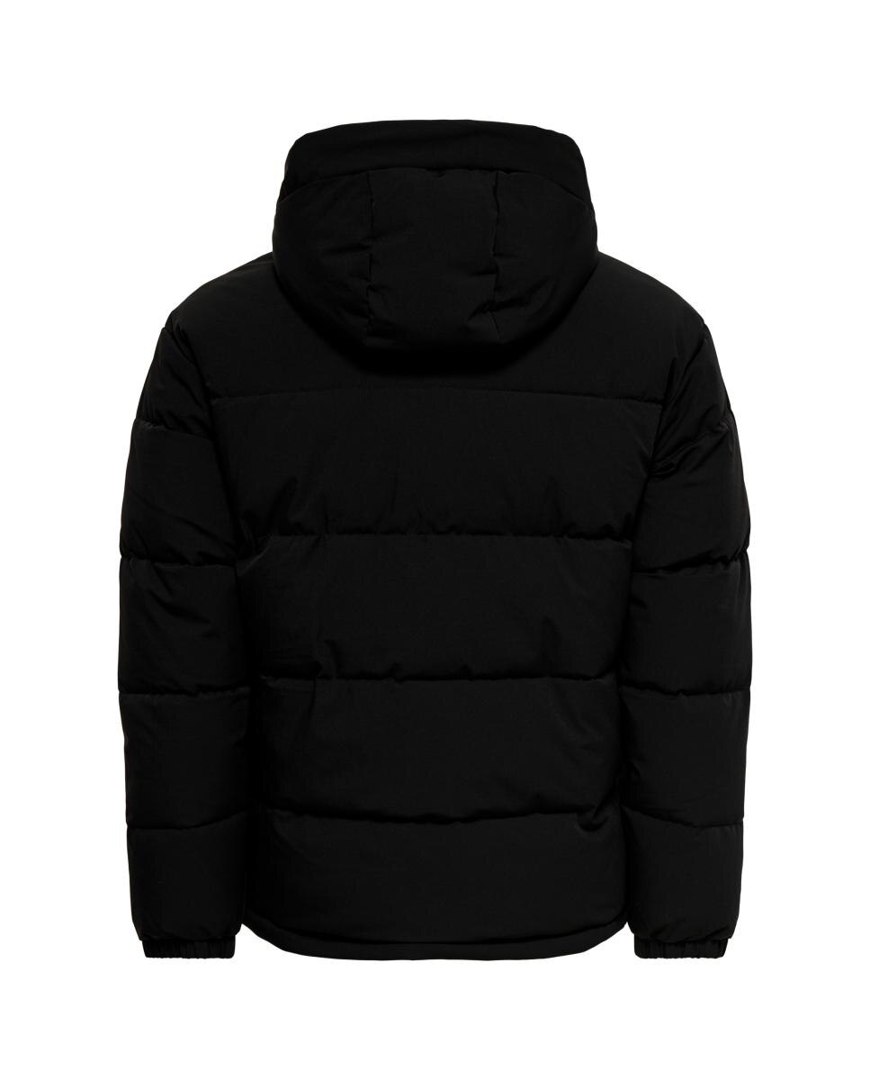Sobretudo Acolchoado com Capuz Preto-6