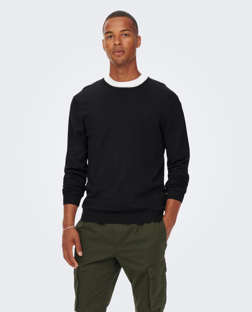 Jersey de hombre con cuello caja - Only & Sons - Negro Negro-1