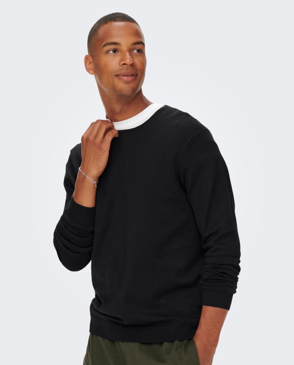 Jersey de hombre con cuello caja - Only & Sons - Negro Negro-2