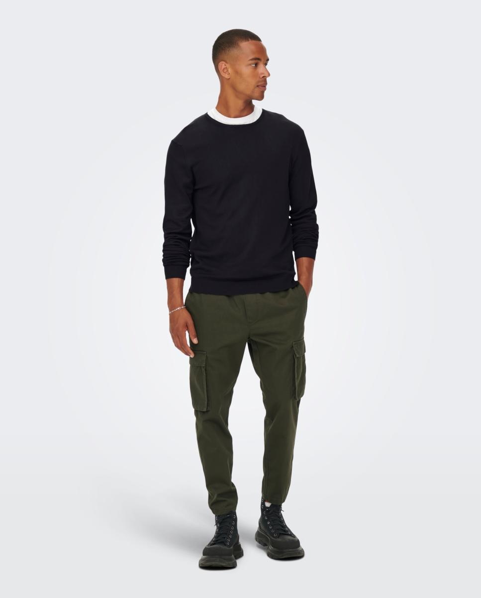Jersey de hombre con cuello caja - Only & Sons - Negro Negro-5