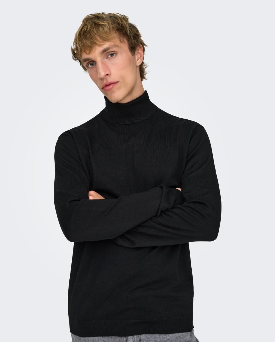 Imagen 4 de Jersey de hombre con el cuello vuelto - Only & Sons - Negro Negro