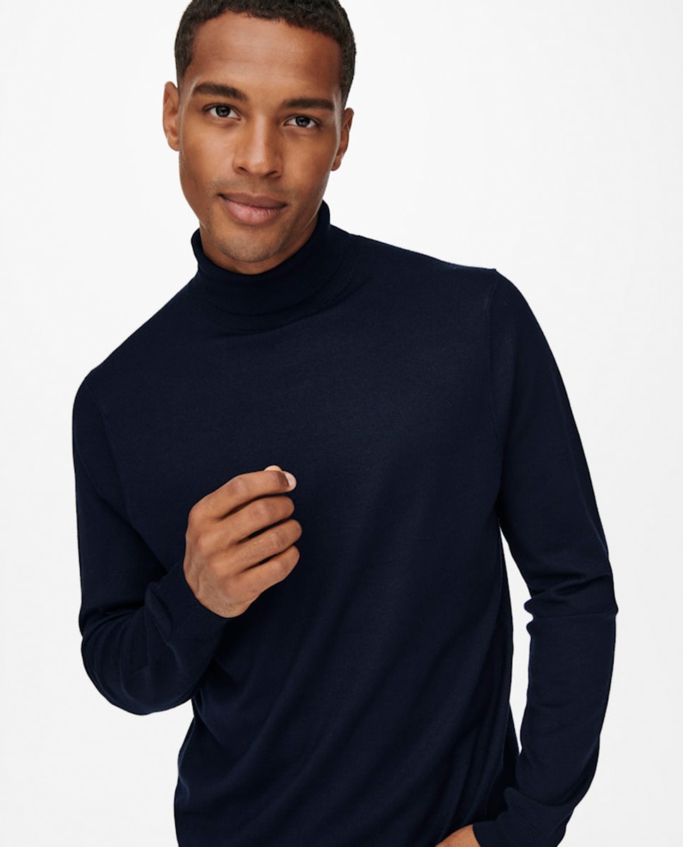 Imagen 3 de Jersey de hombre con el cuello vuelto - Only & Sons - Azul marino Azul marino