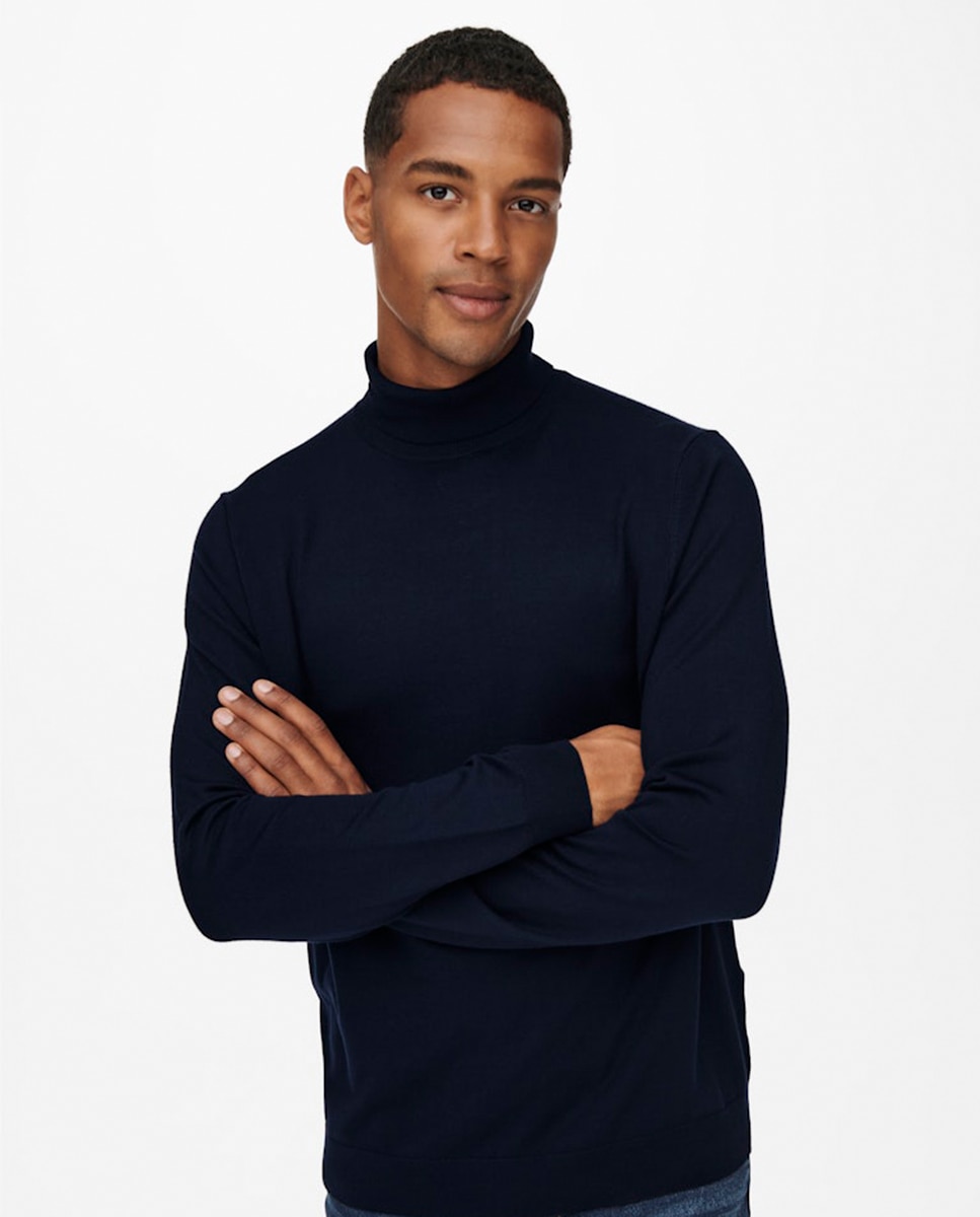 Imagen 4 de Jersey de hombre con el cuello vuelto - Only & Sons - Azul marino Azul marino