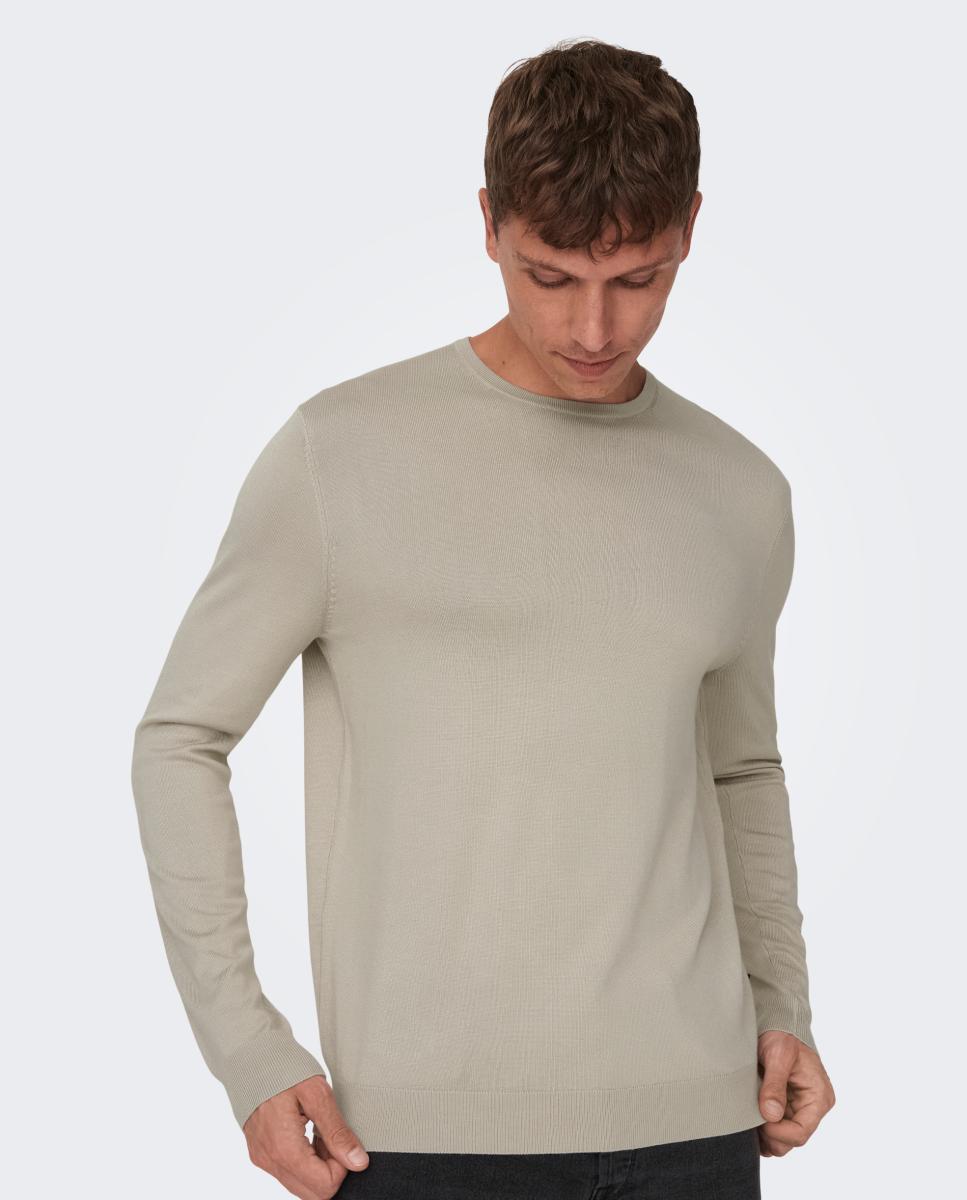 Jersey de hombre con cuello caja - Only & Sons - Blanco hielo Beige-1