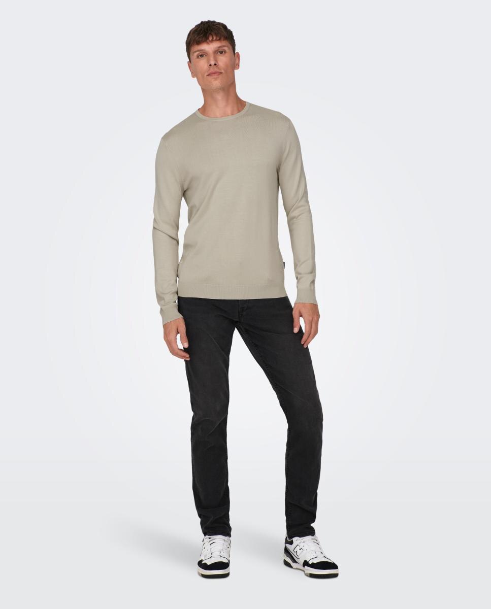 Jersey de hombre con cuello caja - Only & Sons - Blanco hielo Beige-6