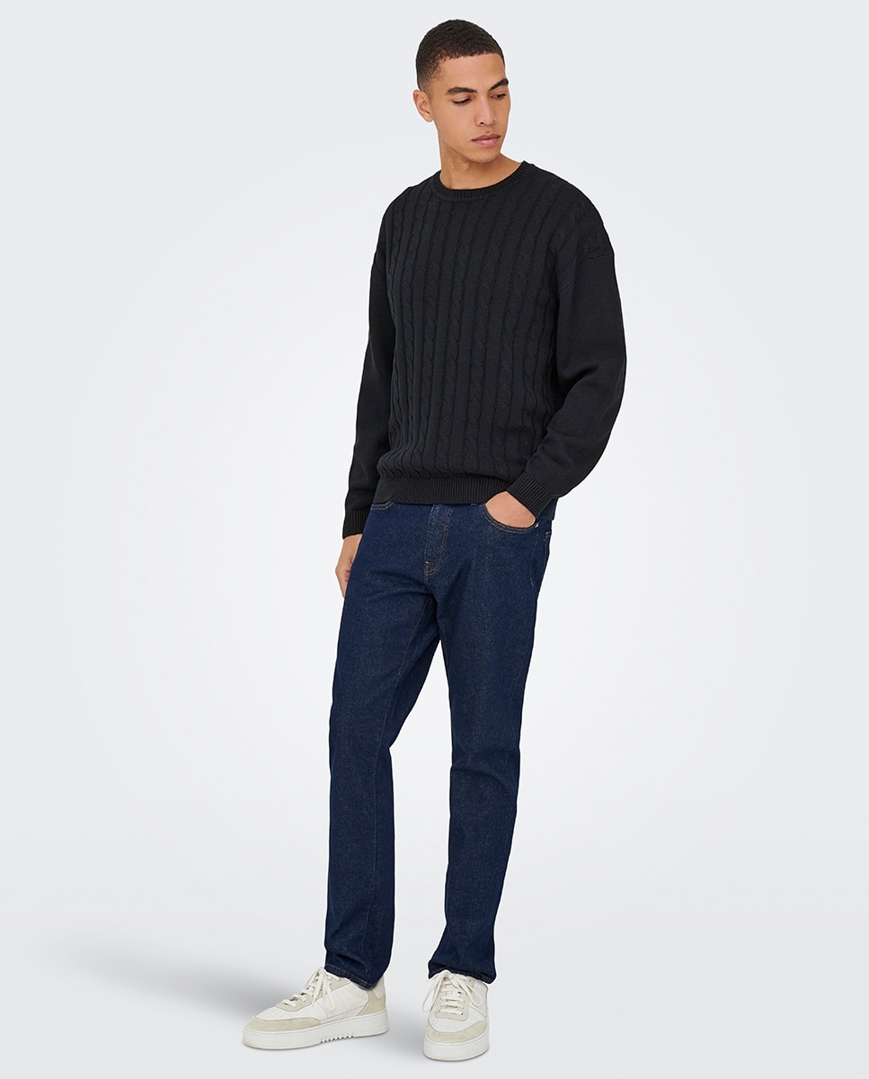 Camisola de Malha Regular Fit Azul-marinho-7