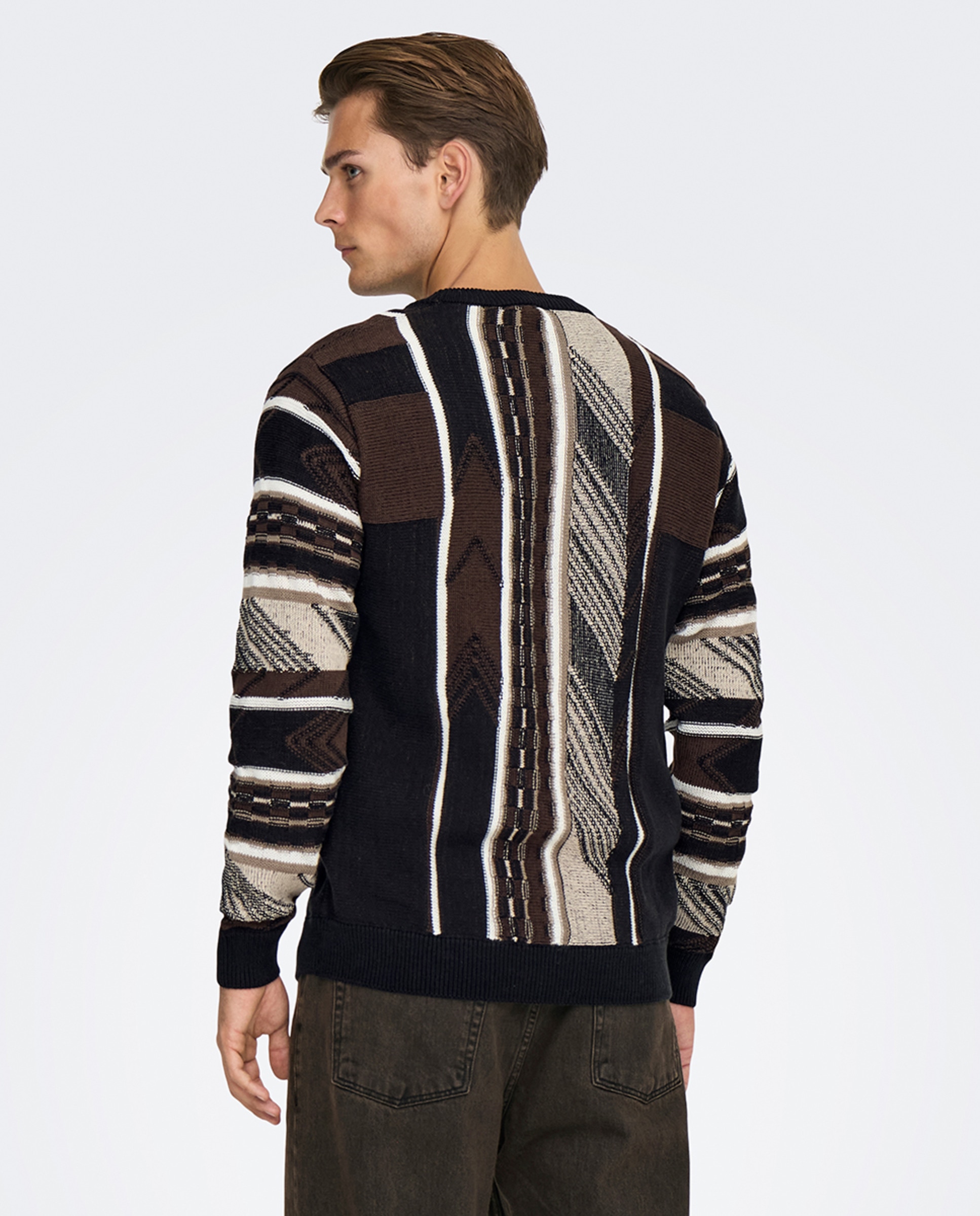 Camisola de Malha às Riscas Regular Fit Preto-2