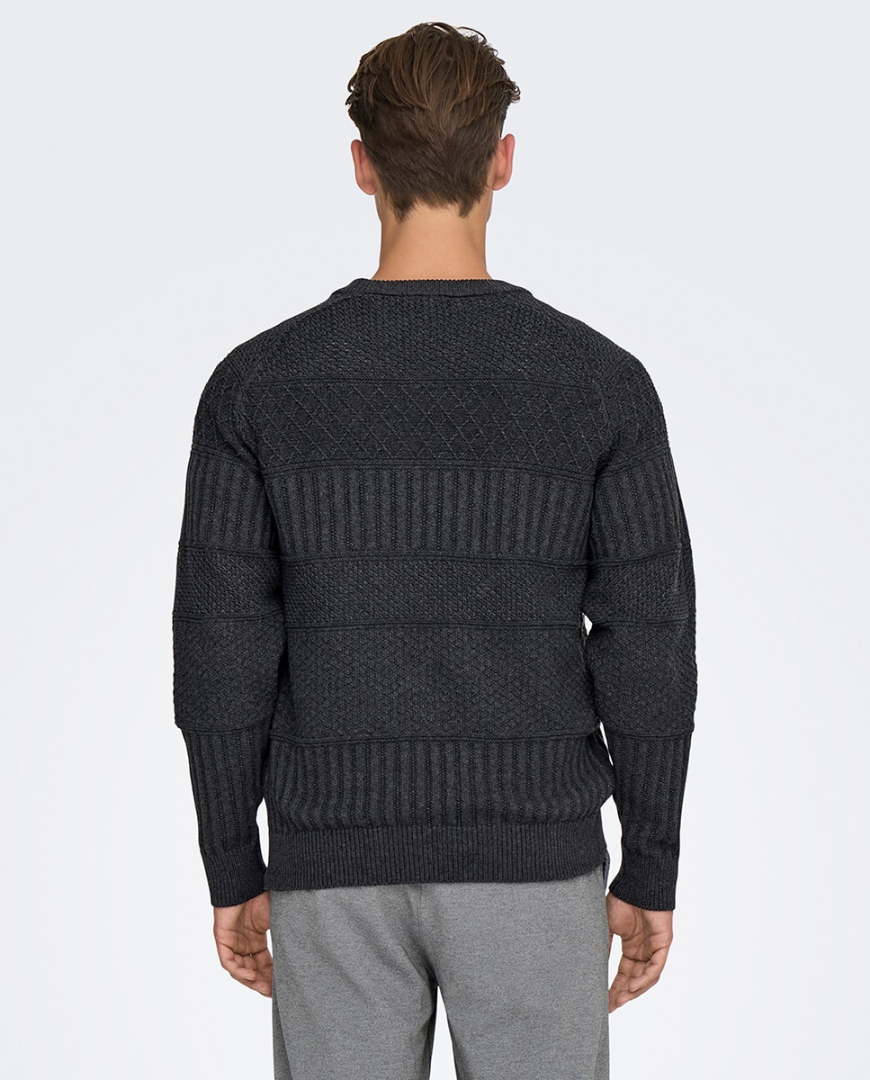 Jerséis de hombre con estructura regular fit - Only & Sons - Azul marino Gris oscuro-2
