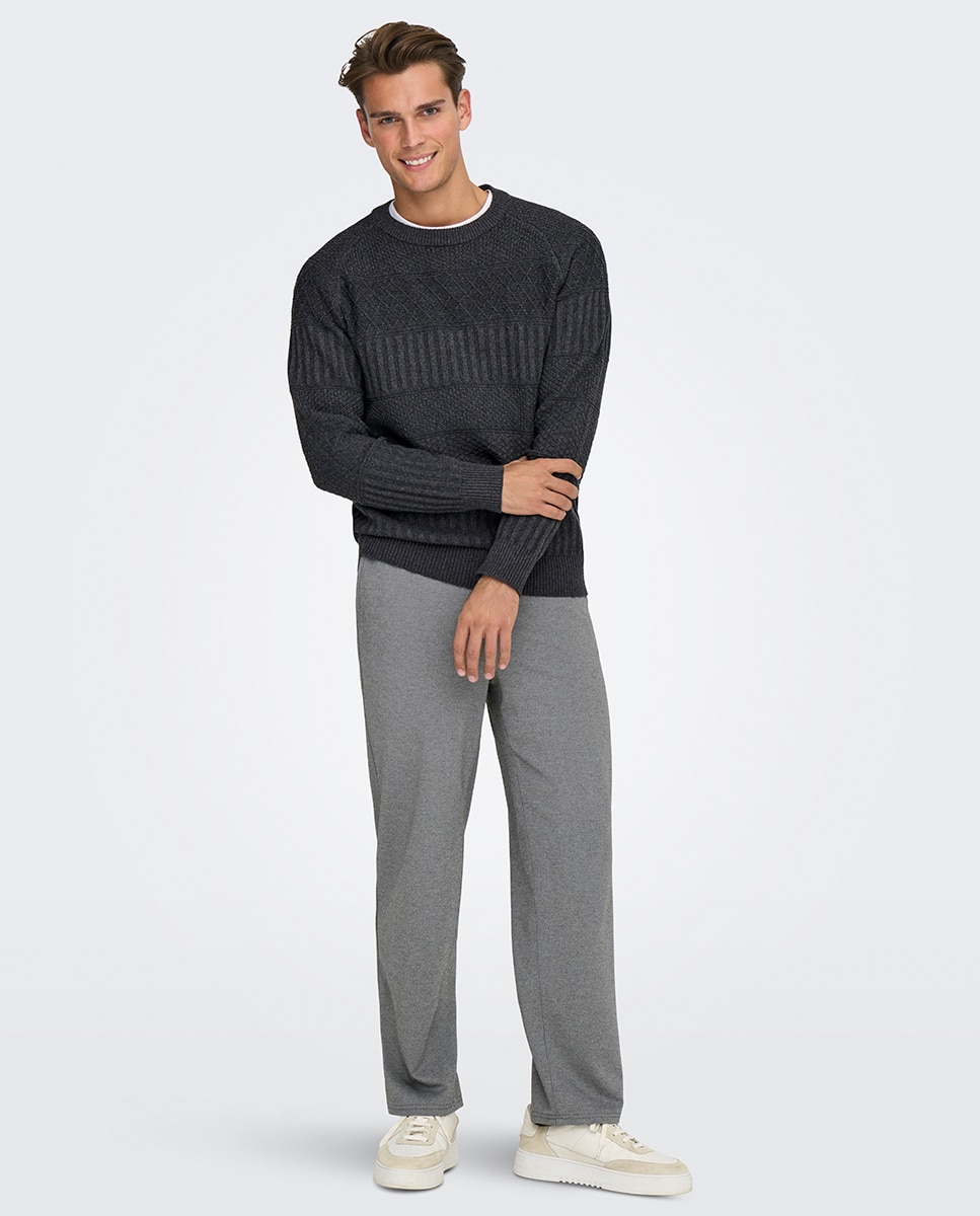 Jerséis de hombre con estructura regular fit - Only & Sons - Azul marino Gris oscuro-7