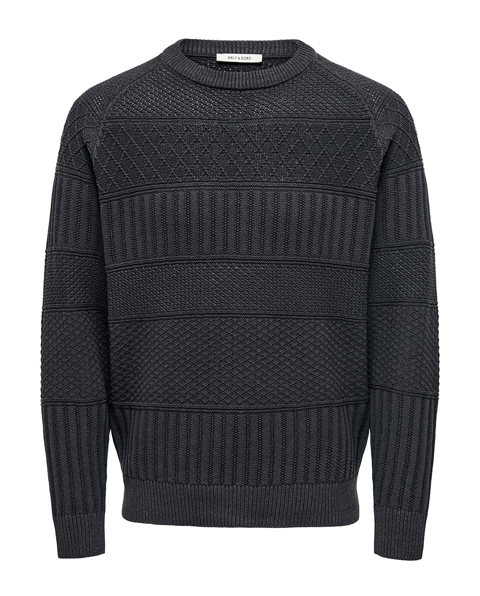 Jerséis de hombre con estructura regular fit - Only & Sons - Azul marino Gris oscuro-5