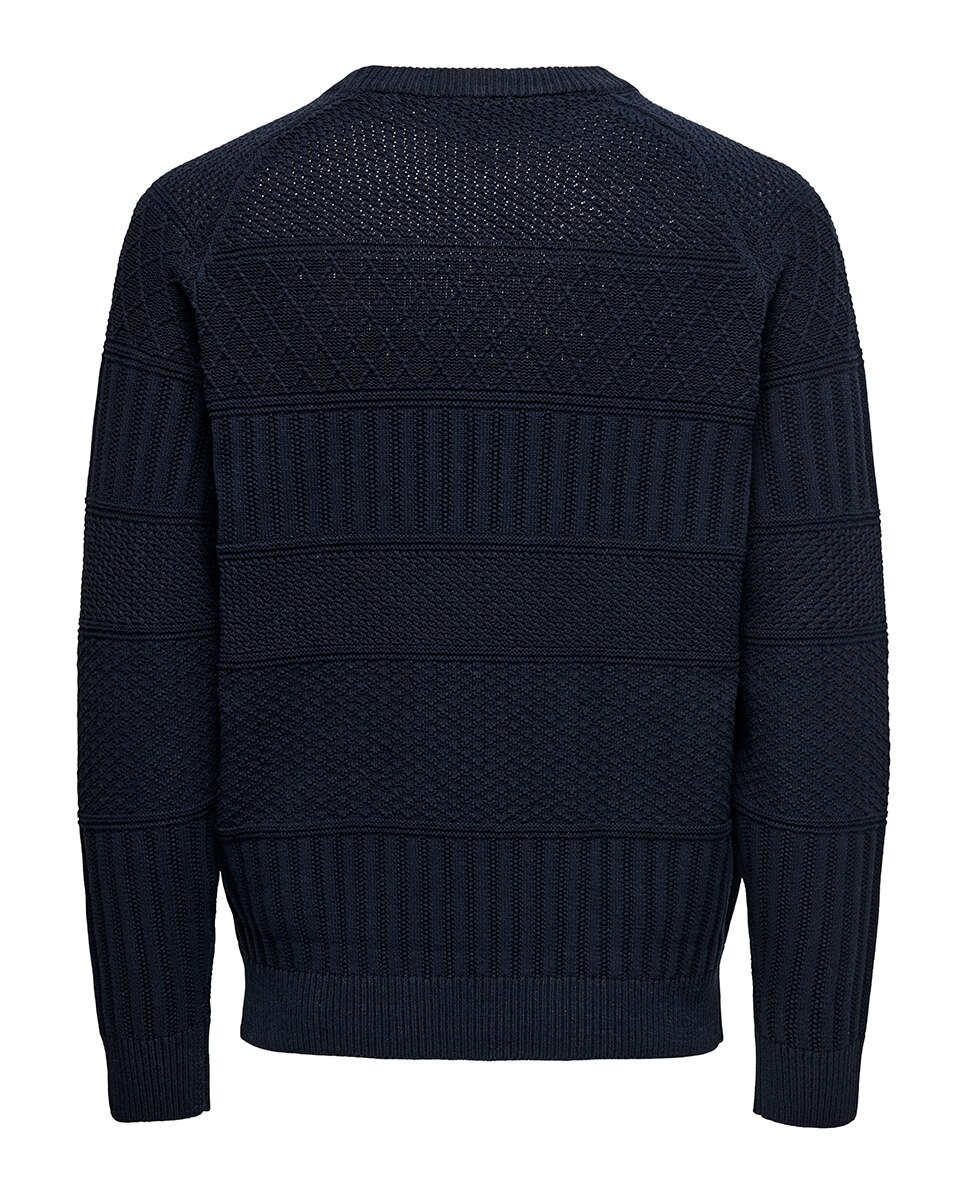 Camisola de Malha Regular Fit com Estrutura Azul-marinho-6