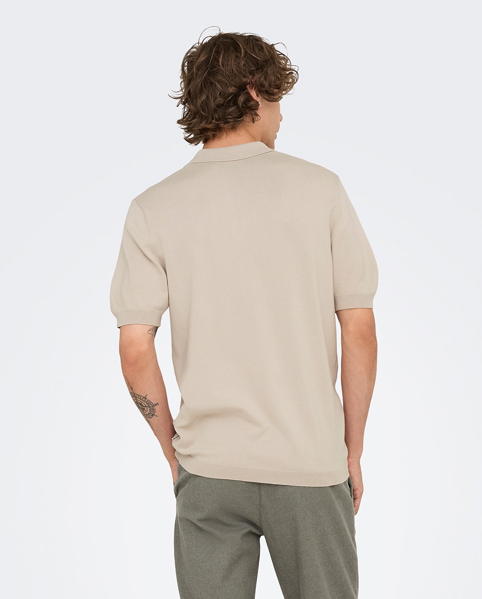 Polo de Malha Regular Fit Bege-2