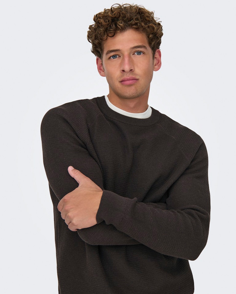 Camisola de Malha Regular Fit Castanho-escuro-3
