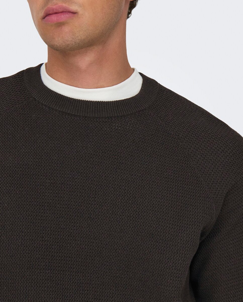 Camisola de Malha Regular Fit Castanho-escuro-4