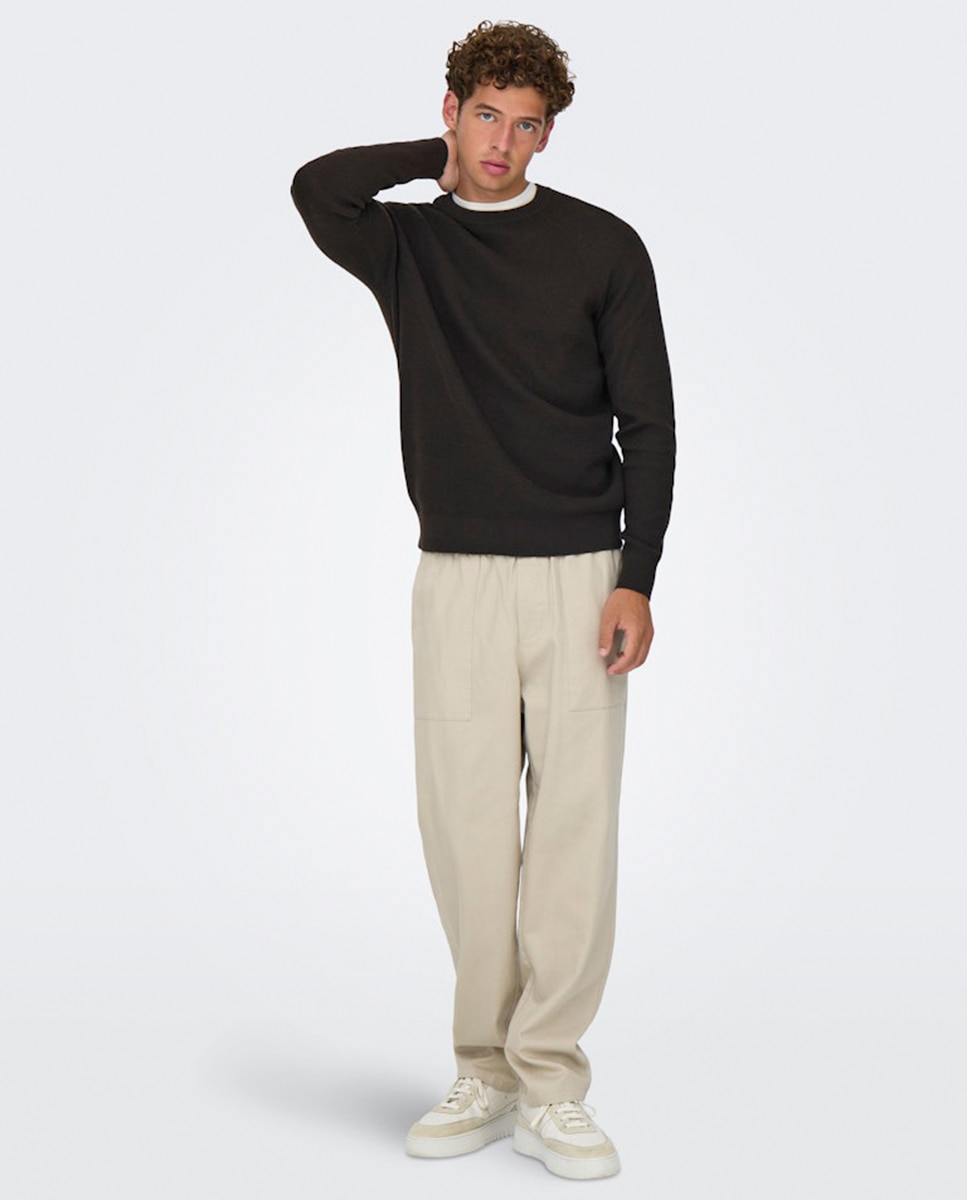 Camisola de Malha Regular Fit Castanho-escuro-7