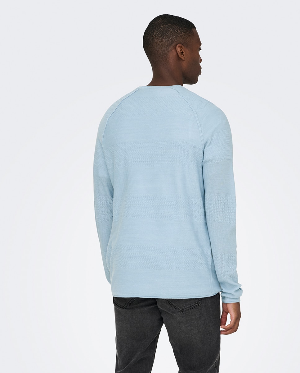 Jerséis de hombre de cuello redondo regular fit. - Only & Sons - Azul Azul-2