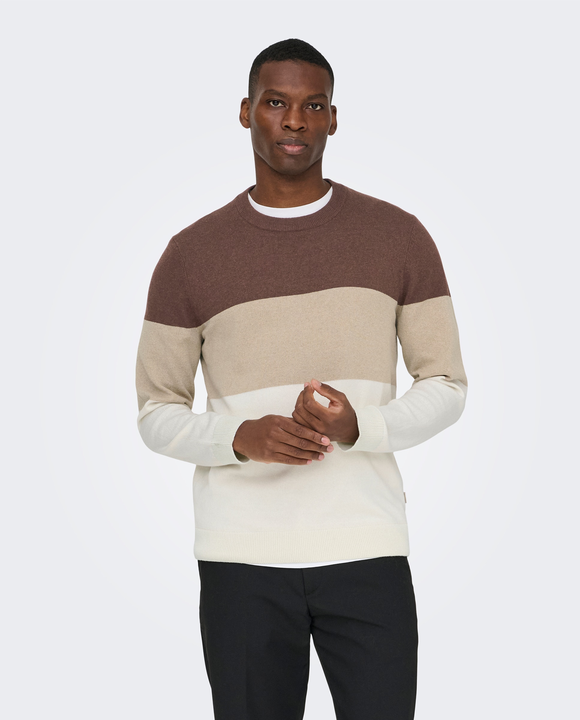 Camisola de Malha Regular Fit com Gola Redonda Branco-4