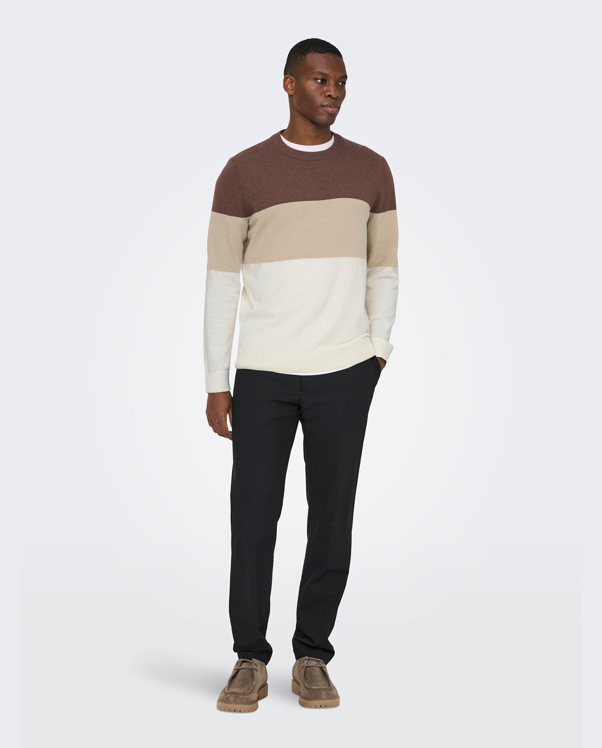Camisola de Malha Regular Fit com Gola Redonda Branco-7