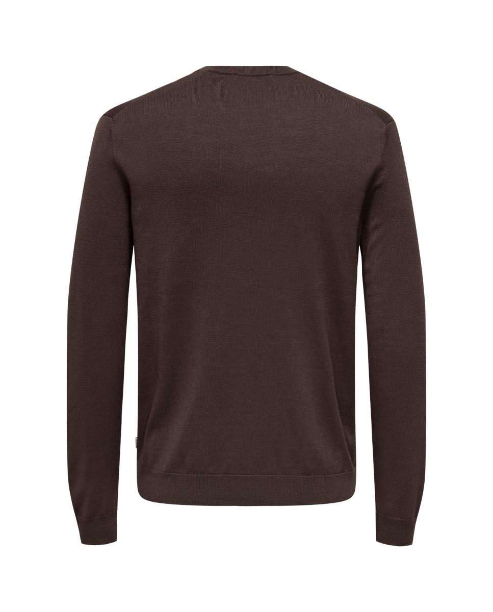 Jersey de hombre con cuello caja - Only & Sons - Marrón oscuro Marrón oscuro-5