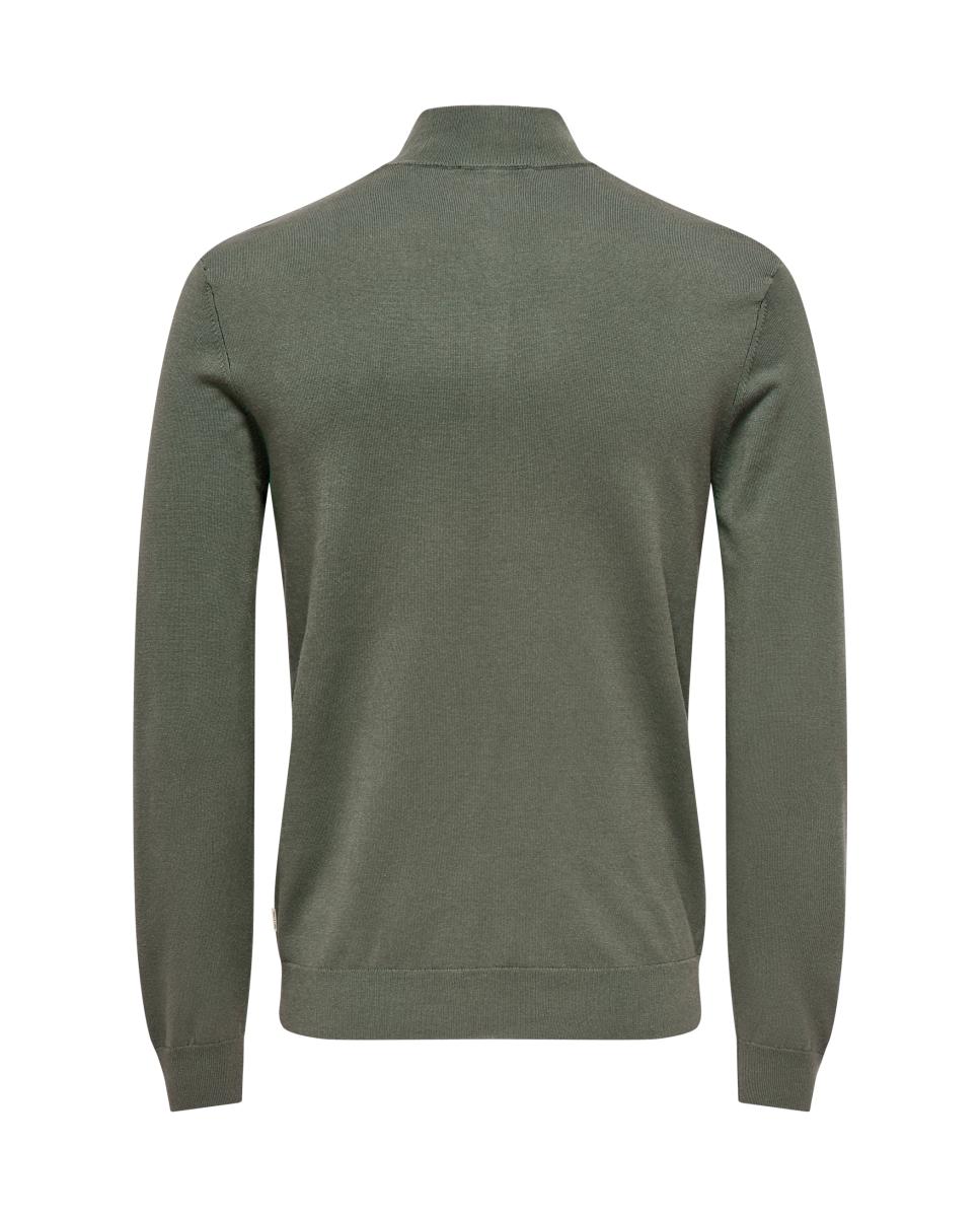 Jersey de hombre con cuello alto y cremallera hasta el pecho - Only & Sons - Gris Gris-5