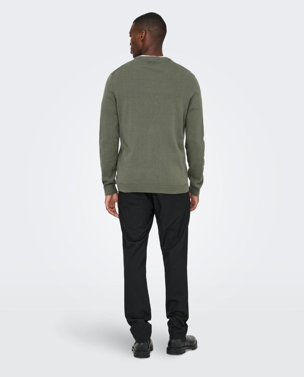 Jersey de hombre de cuello redondo - Only & Sons - Verde oscuro Verde oscuro-4
