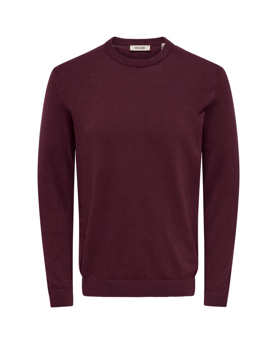 Camisola de Malha com Decote Redondo Bordeaux-3