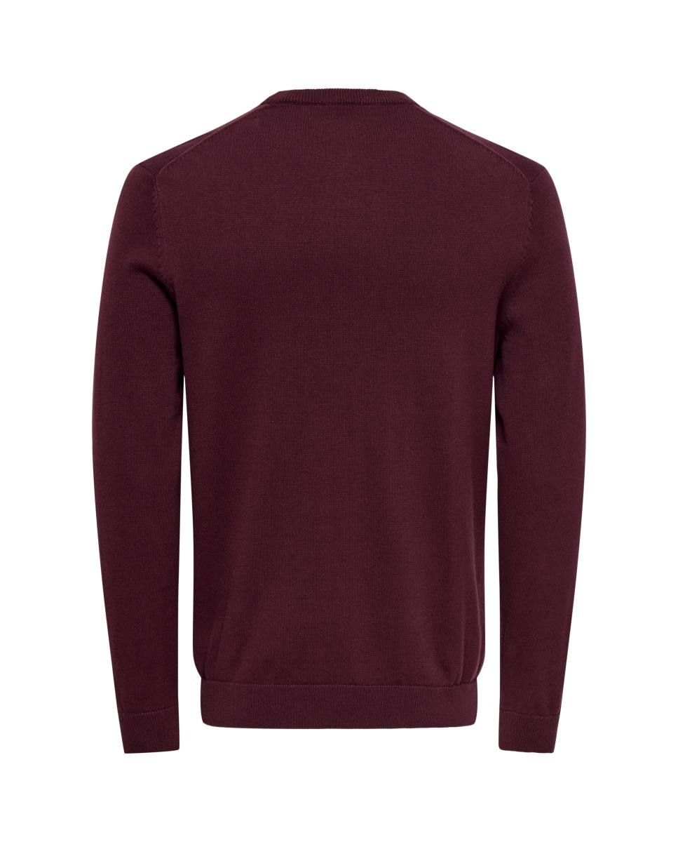 Camisola de Malha com Decote Redondo Bordeaux-4