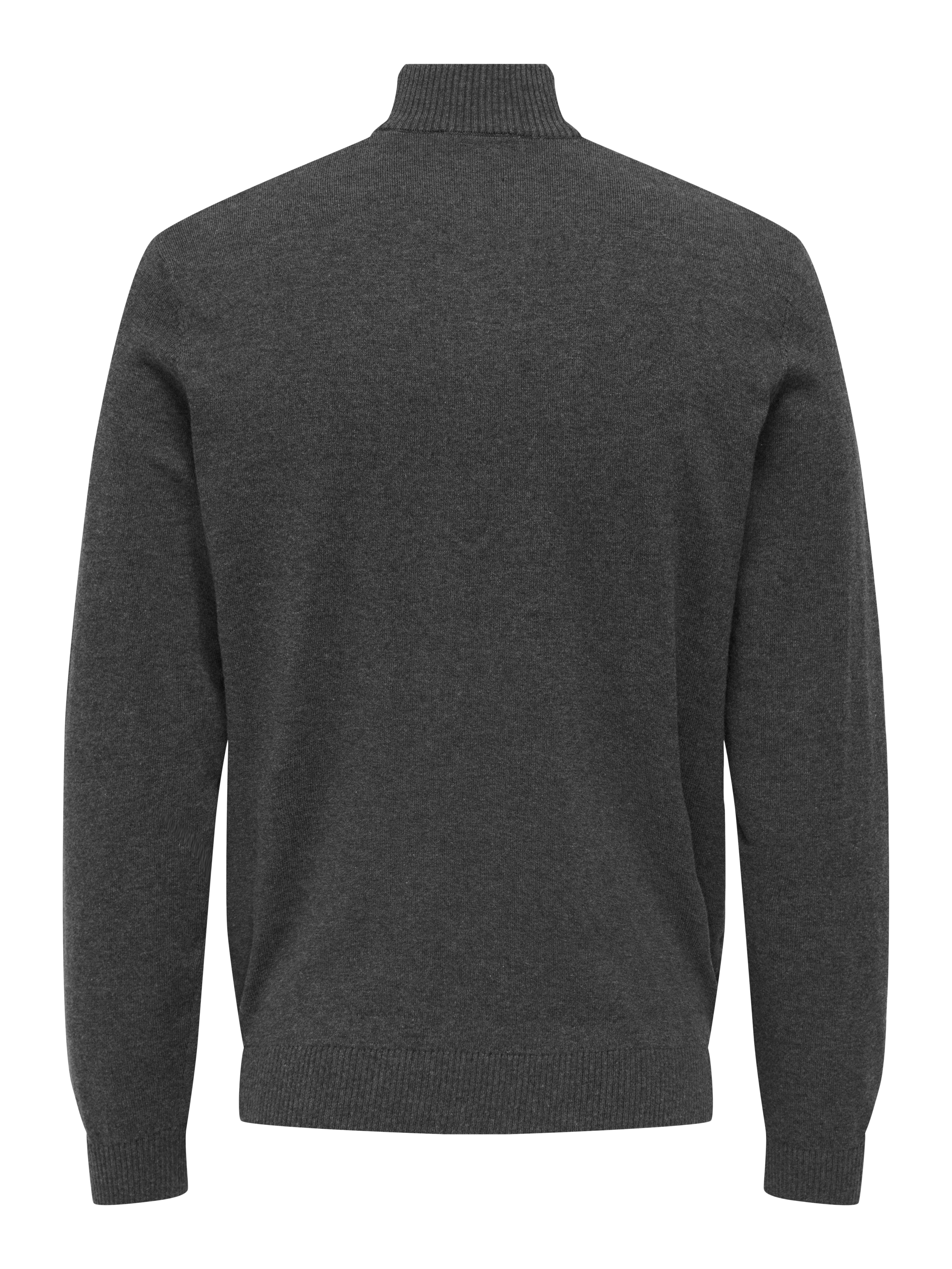 Camisola de Malha de Homem com Fecho de Correr até ao Peito Cinzento-5