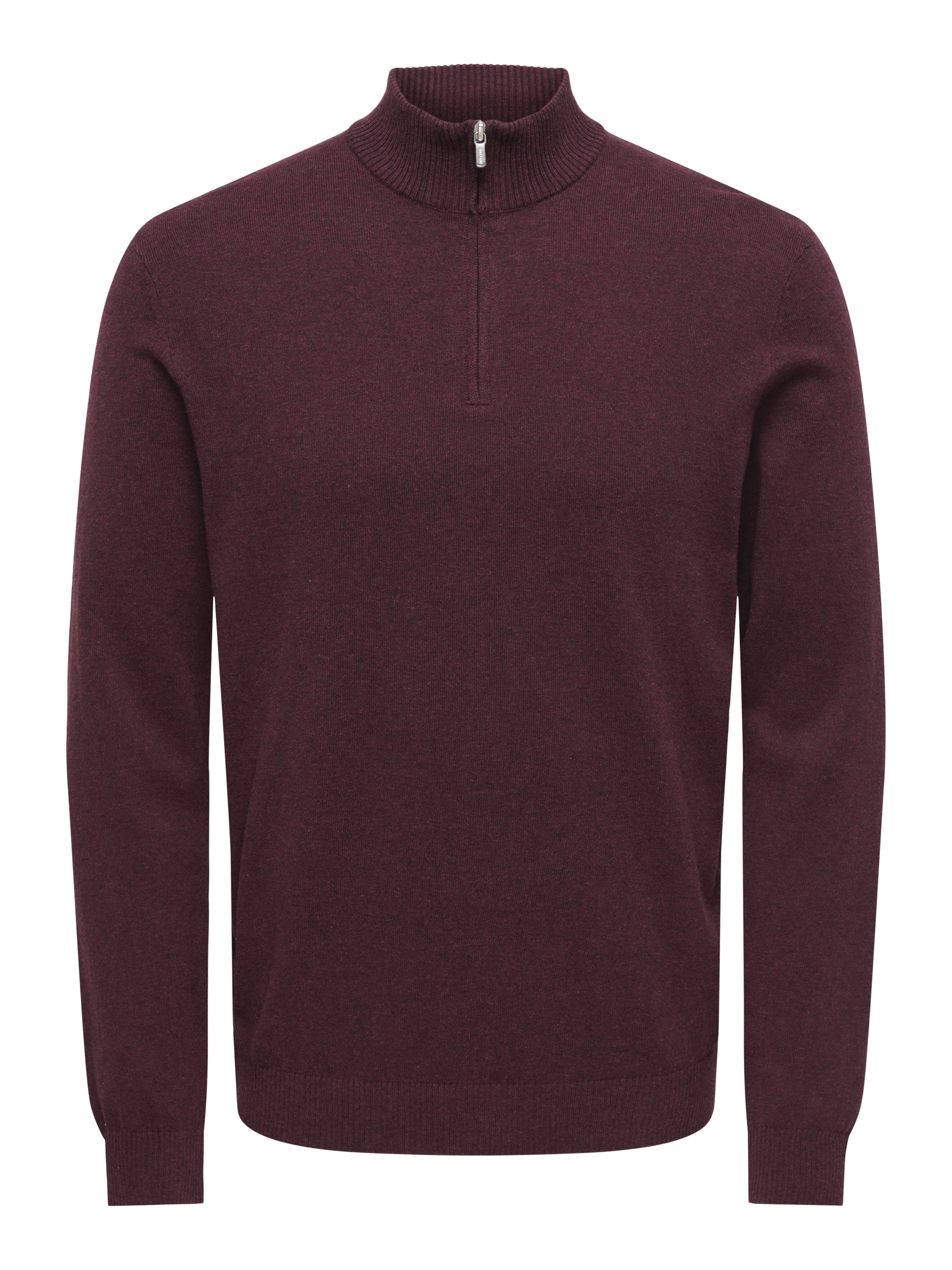 Camisola de Malha de Homem com Fecho de Correr até ao Peito Bordeaux-4