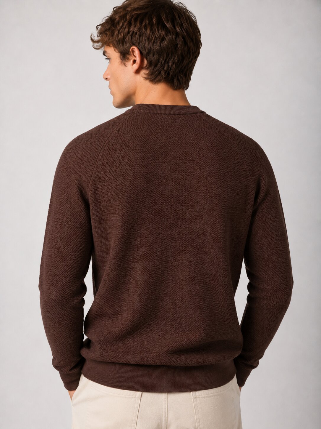 Camisola de Malha Regular Fit Castanho-2