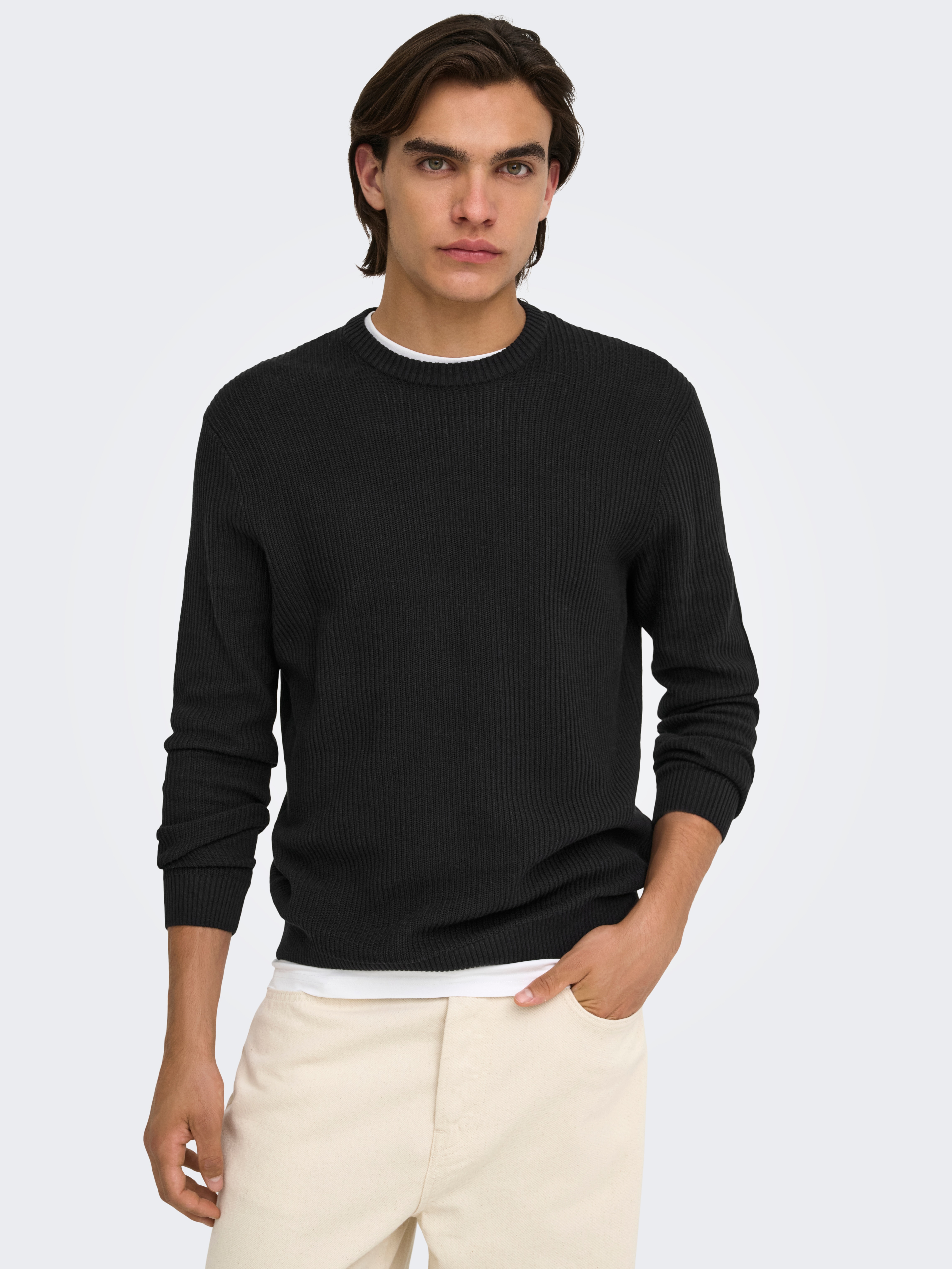 Imagem 0 de Camisola de malha com decote redondo