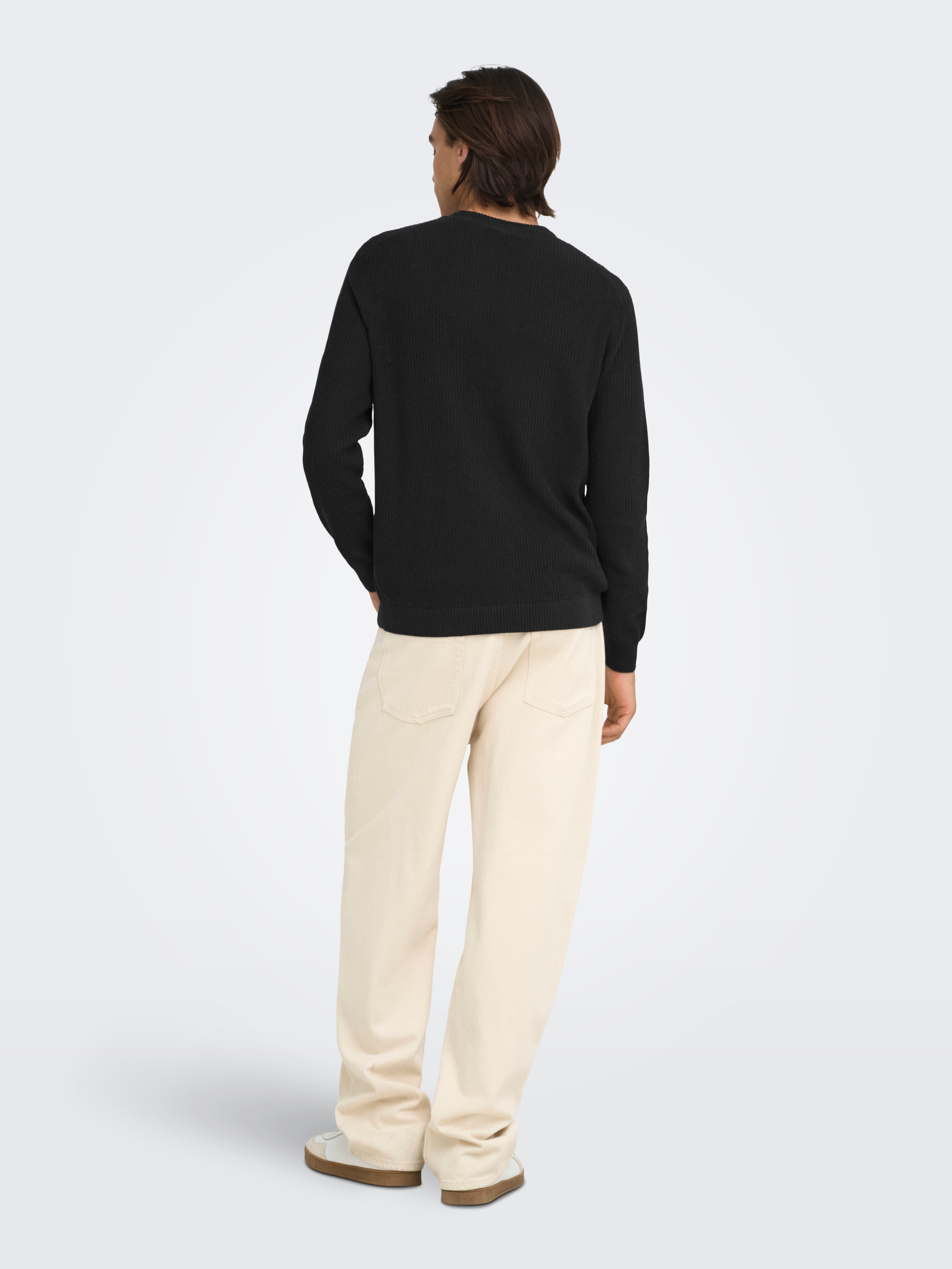 Camisola de malha com decote redondo Preto-2