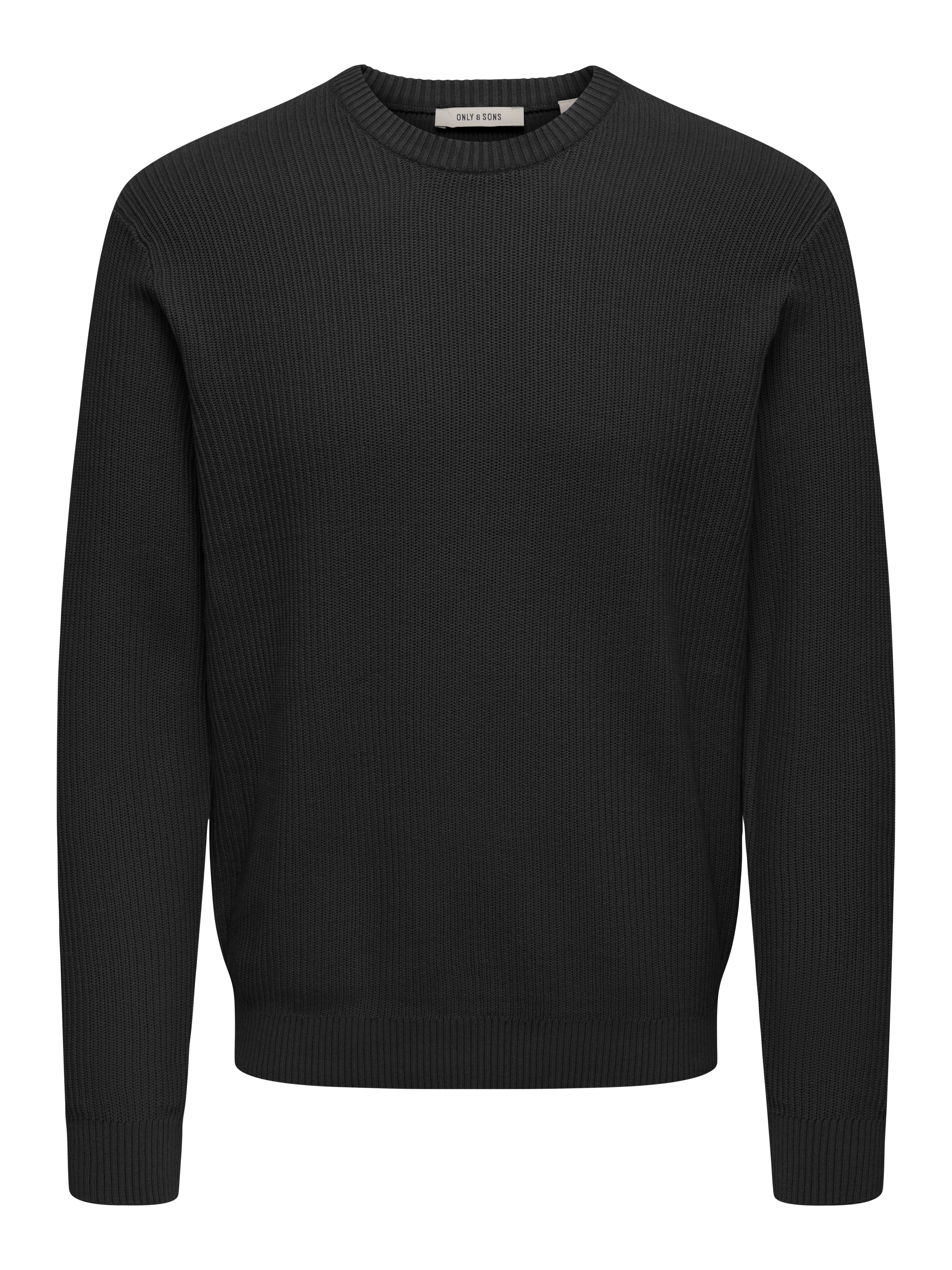 Camisola de malha com decote redondo Preto-4