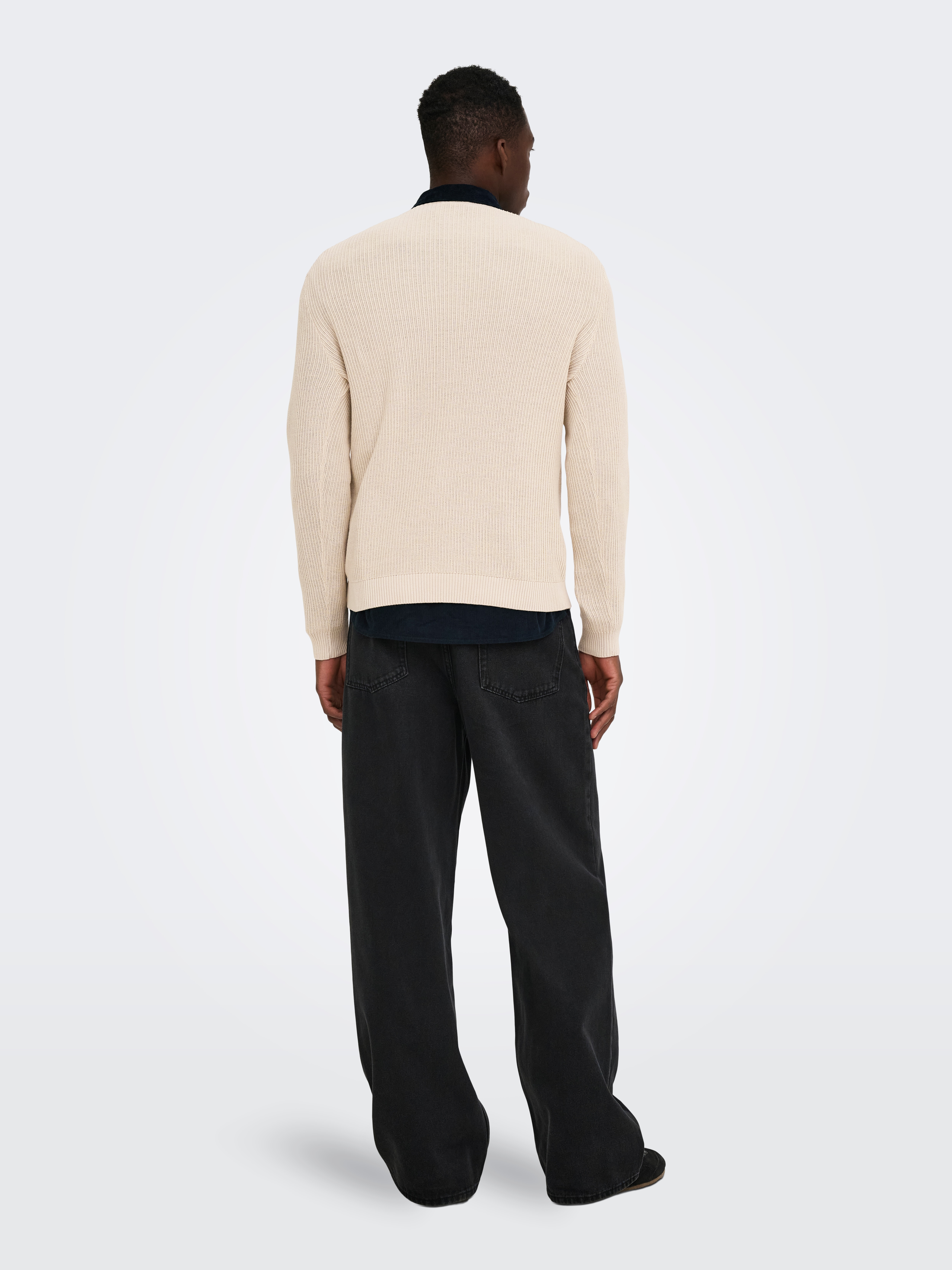 Camisola de malha com decote redondo Bege-2