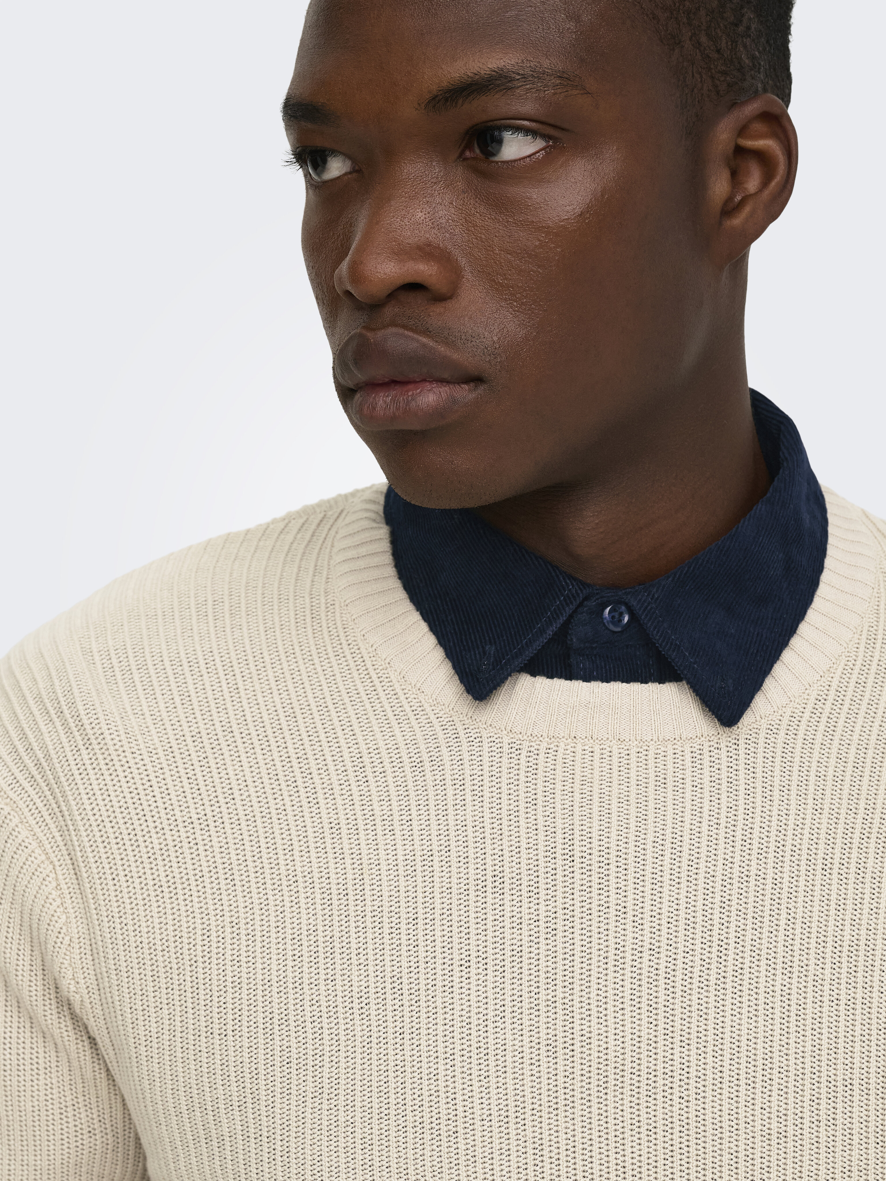 Camisola de malha com decote redondo Bege-4