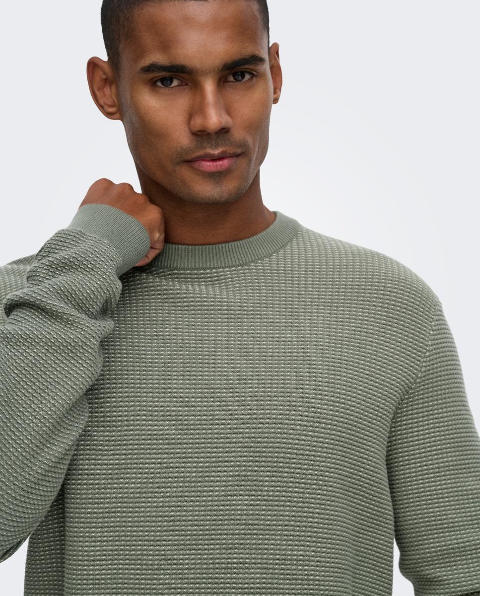 Camisola de malha com decote redondo Verde-escuro-2