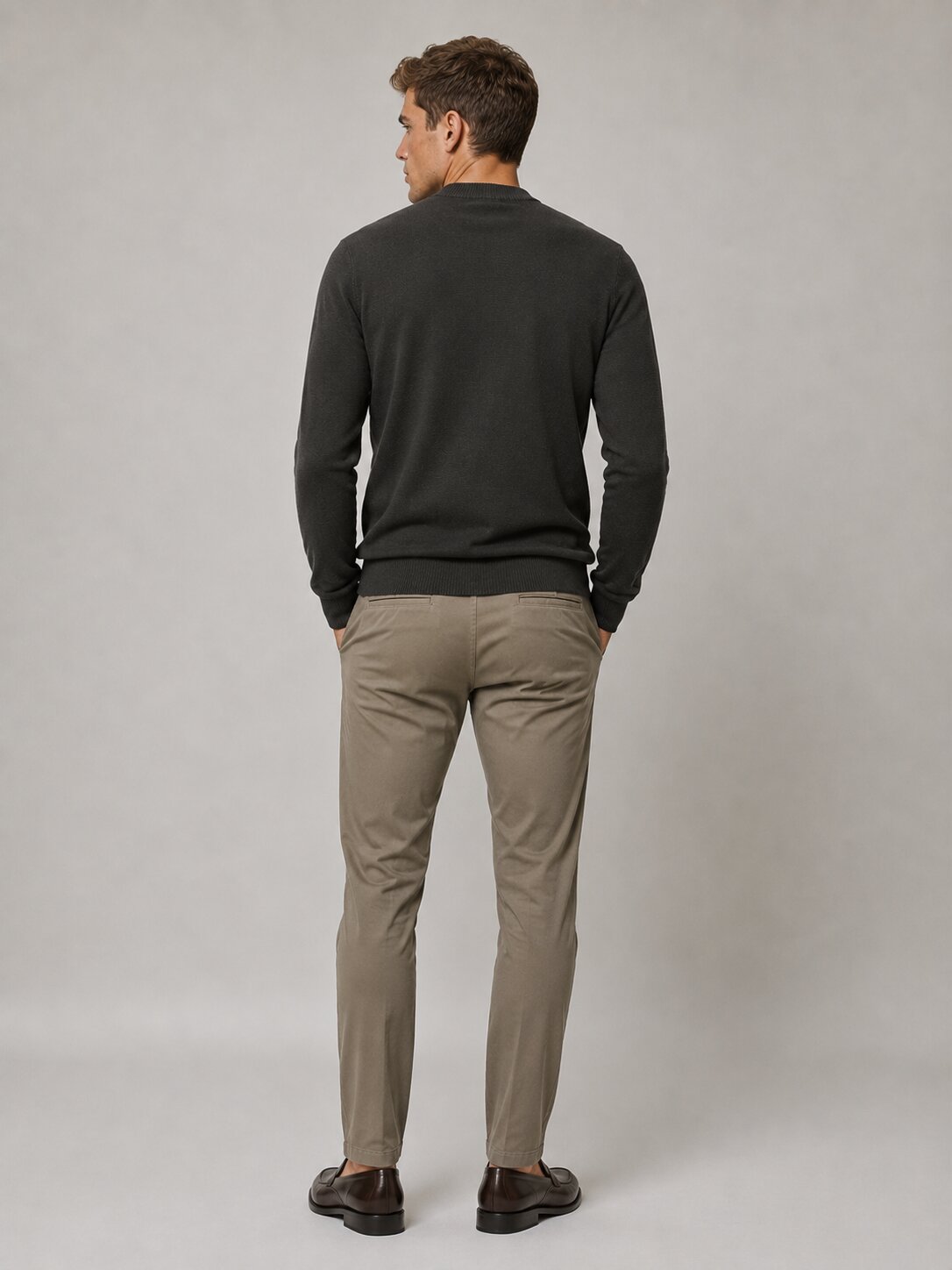 Camisola de Malha de Homem com Gola Mock Cinzento-2