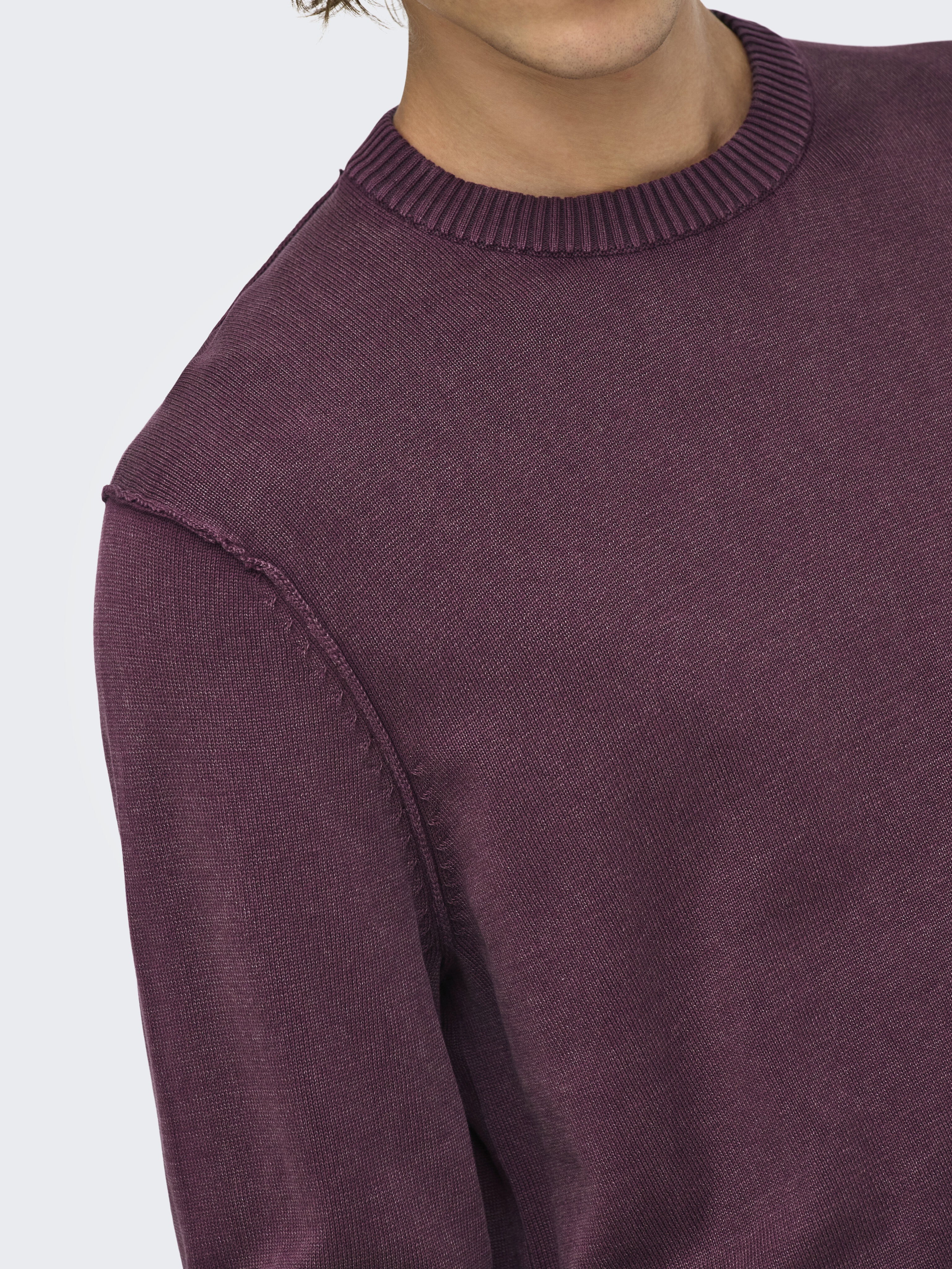 Camisola de malha com decote redondo Bordeaux-3