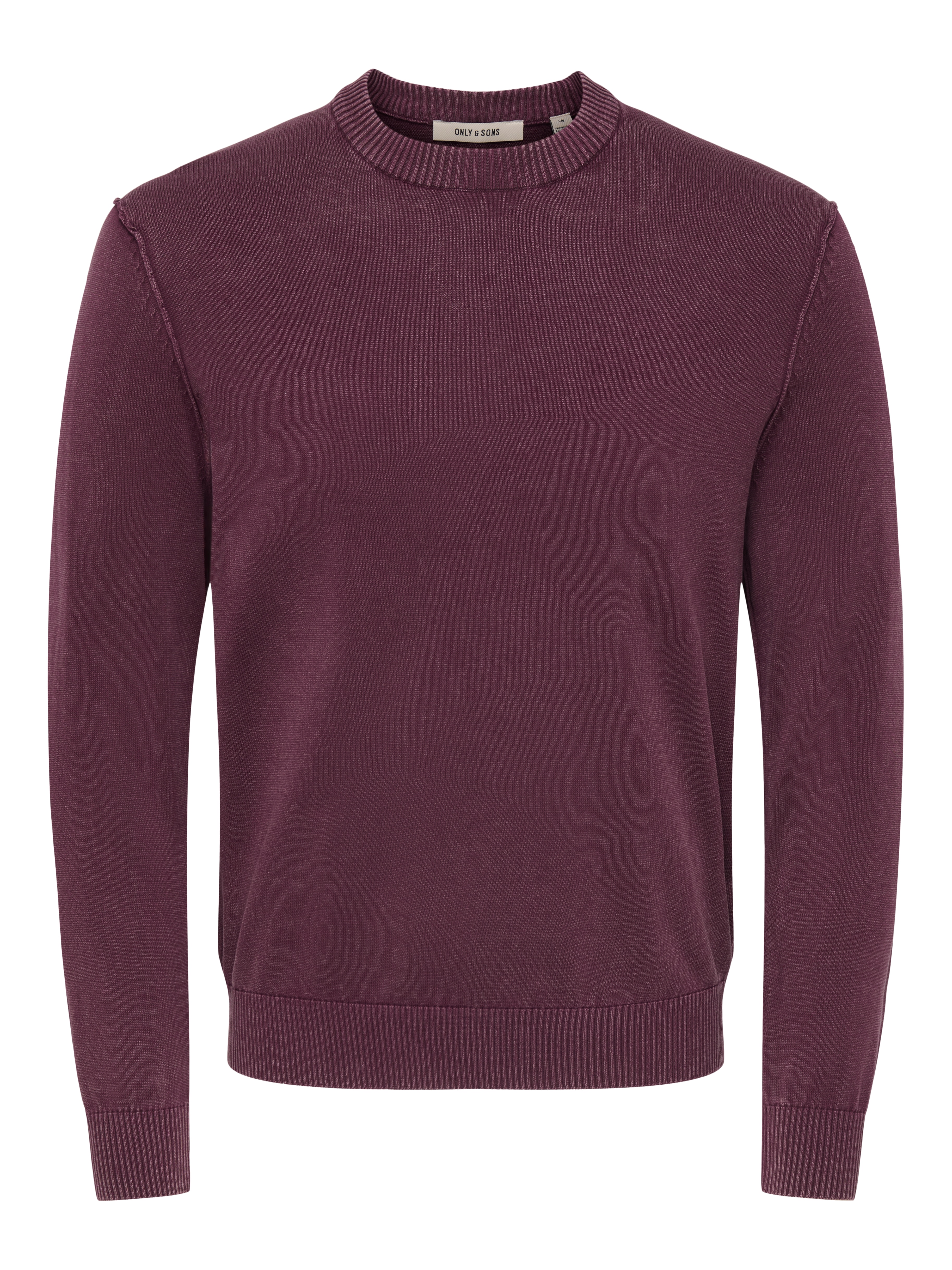 Camisola de malha com decote redondo Bordeaux-4
