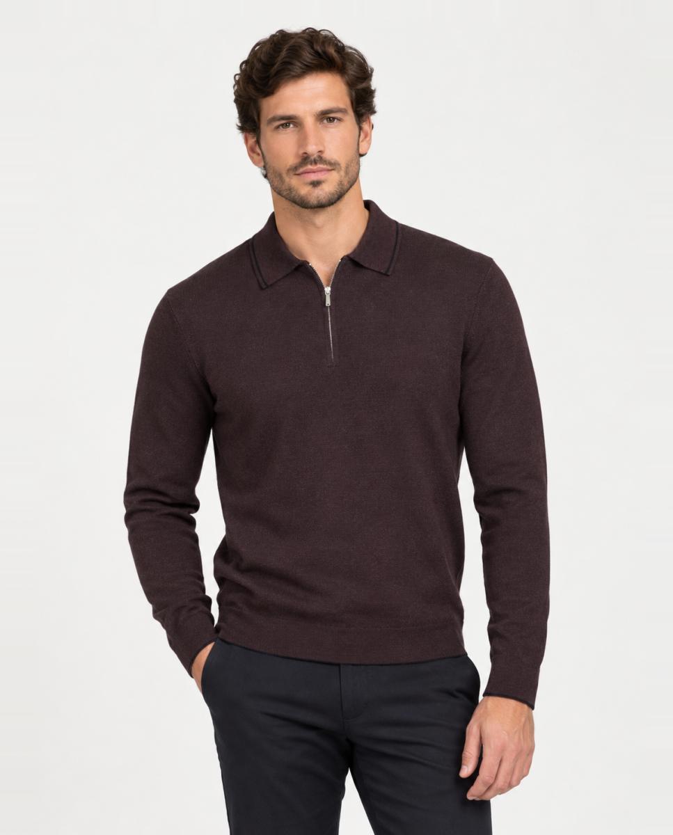 Polo de punto de hombre manga larga regular fit. - Only & Sons - Burdeos Burdeos-1